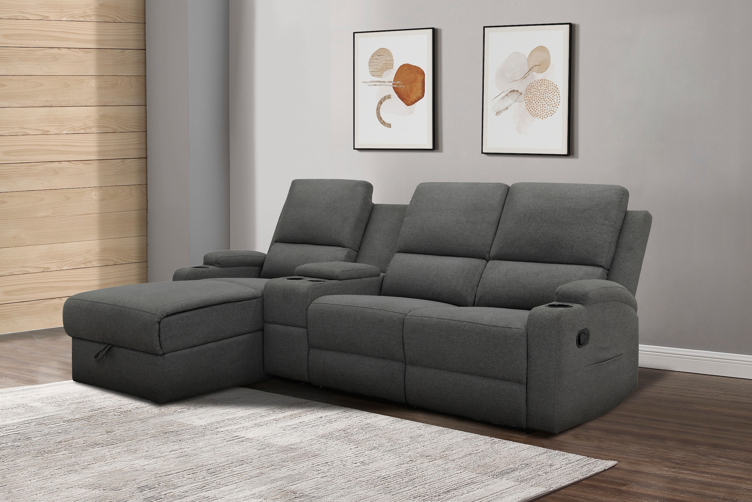 Home affaire Ecksofa »Napori Multimediasofa, 3er Kinosessel XXL, L-Form,«, Kinosofa mit Relaxfunktion, Getränkehalter, Staufach und Staukasten