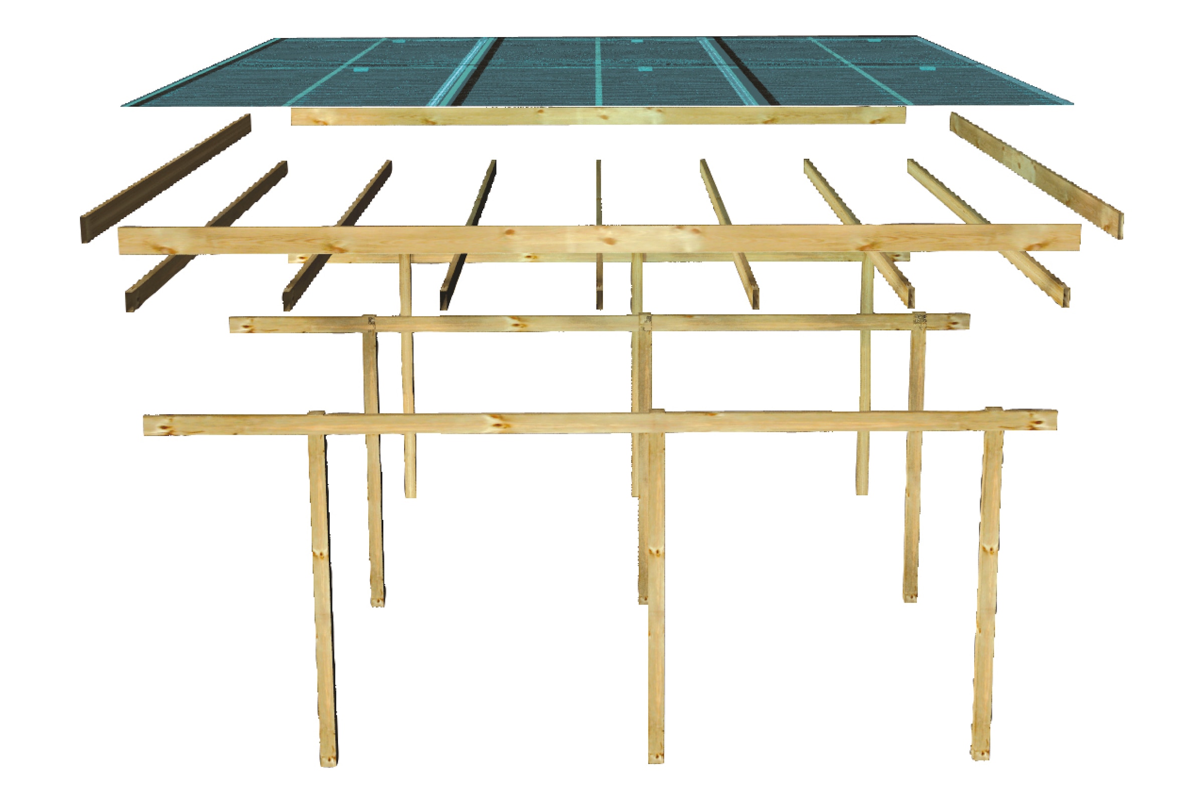 Karibu Doppelcarport »»ECO 2 SET« Variante A, AKTION 2 kdi« Massivholz 509 cm KDI mit integriertem Abstellraum groß