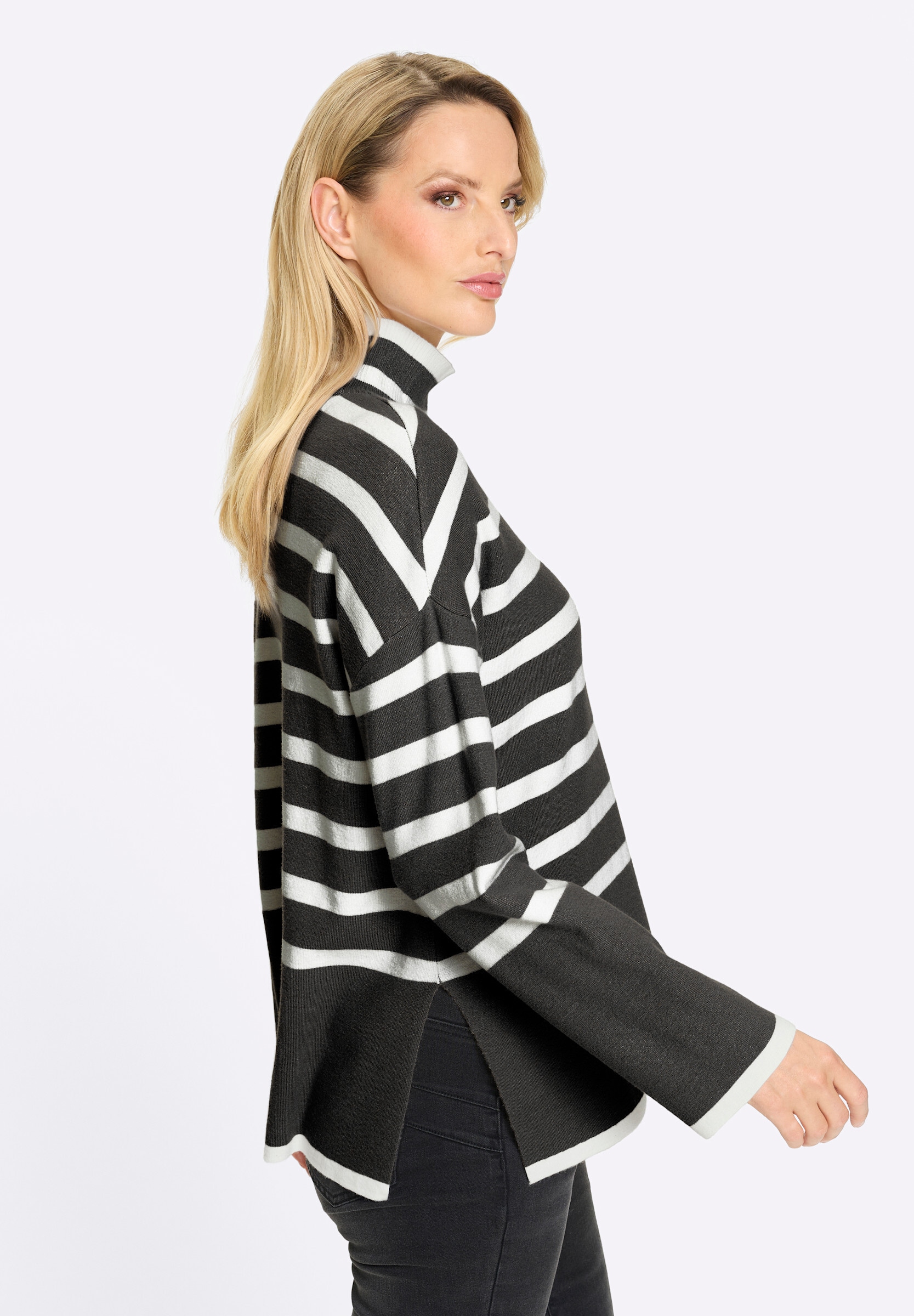 heine Strickpullover »Pullover Streifenpullover mit Stehkragen«