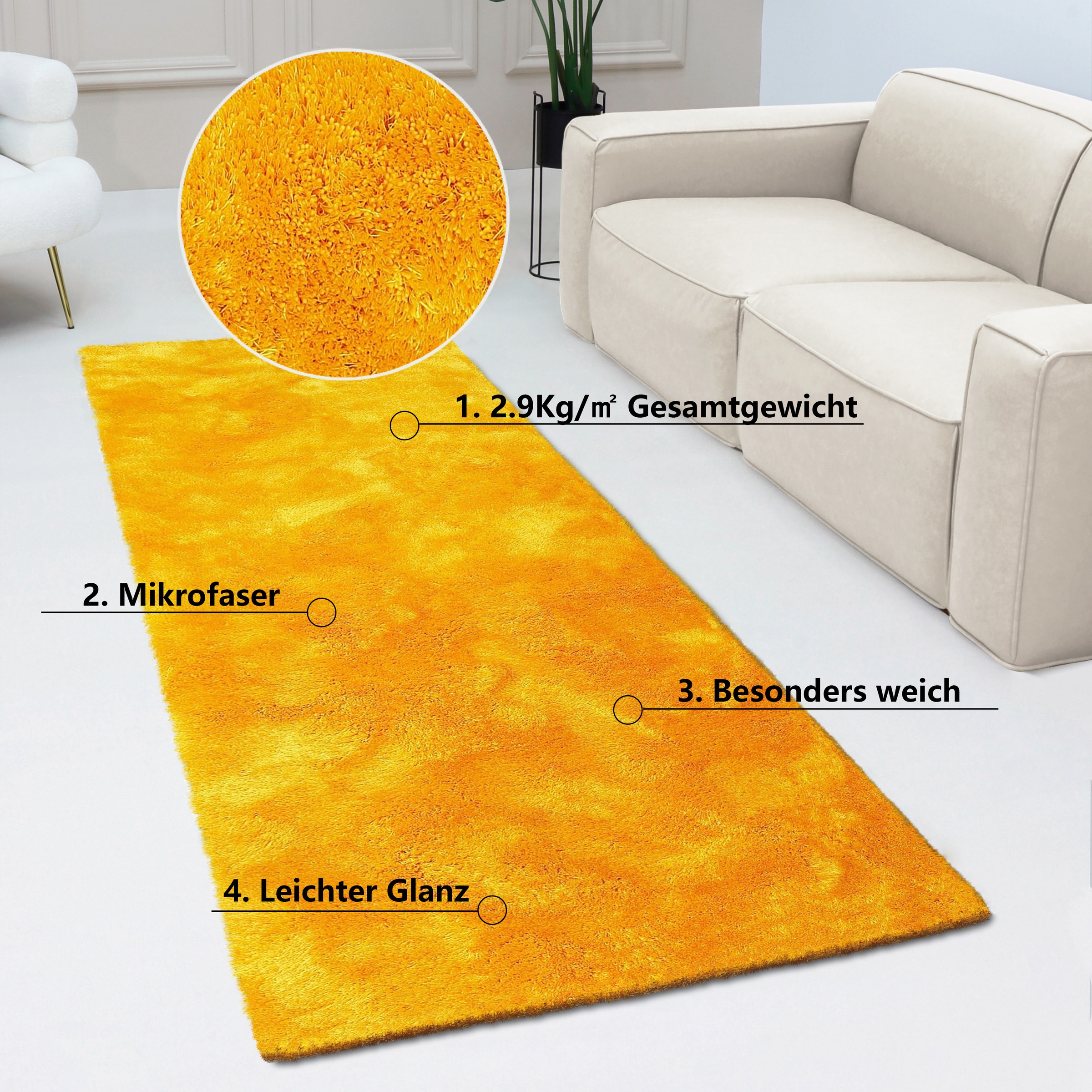 Bruno Banani Hochflor-Läufer »Dana Teppich, Kundenliebling«, rechteckig, 30 mm Höhe, Brücke, uni, weich, Mikrofaser, Diele, Flur, Wohnzimmer, Schlafzimmer