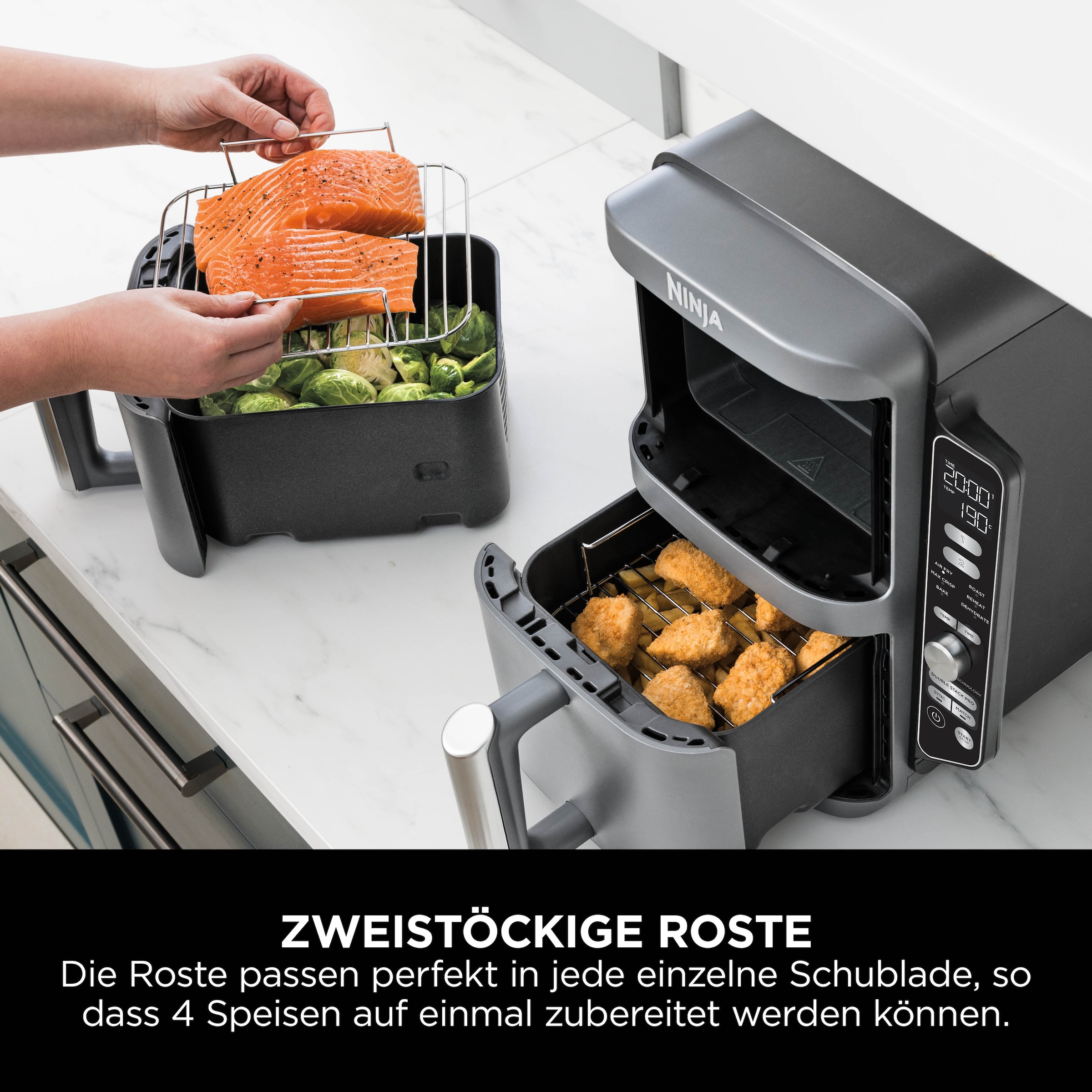 NINJA Heißluftfritteuse »SL400EU Double Stack XL«, 2470 W