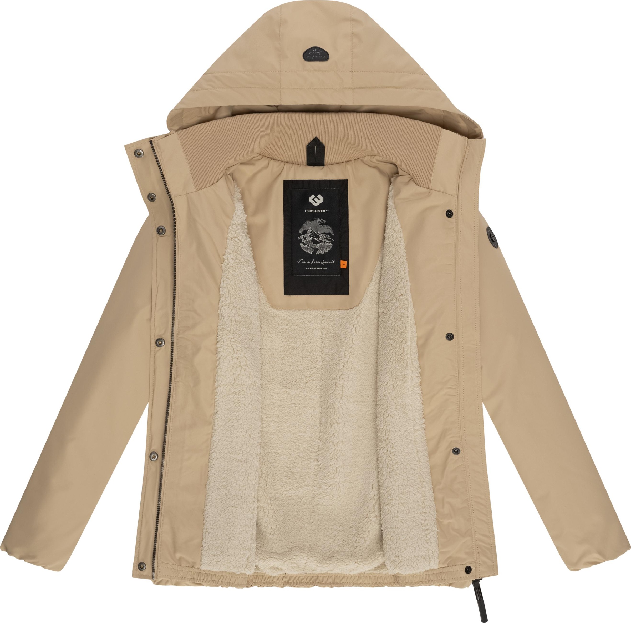 Ragwear Winterjacke »Winterjacke Sunniva«, mit Kapuze, wasserdichte Winter Damen Jacke mit Teddyfell-Innenfutter