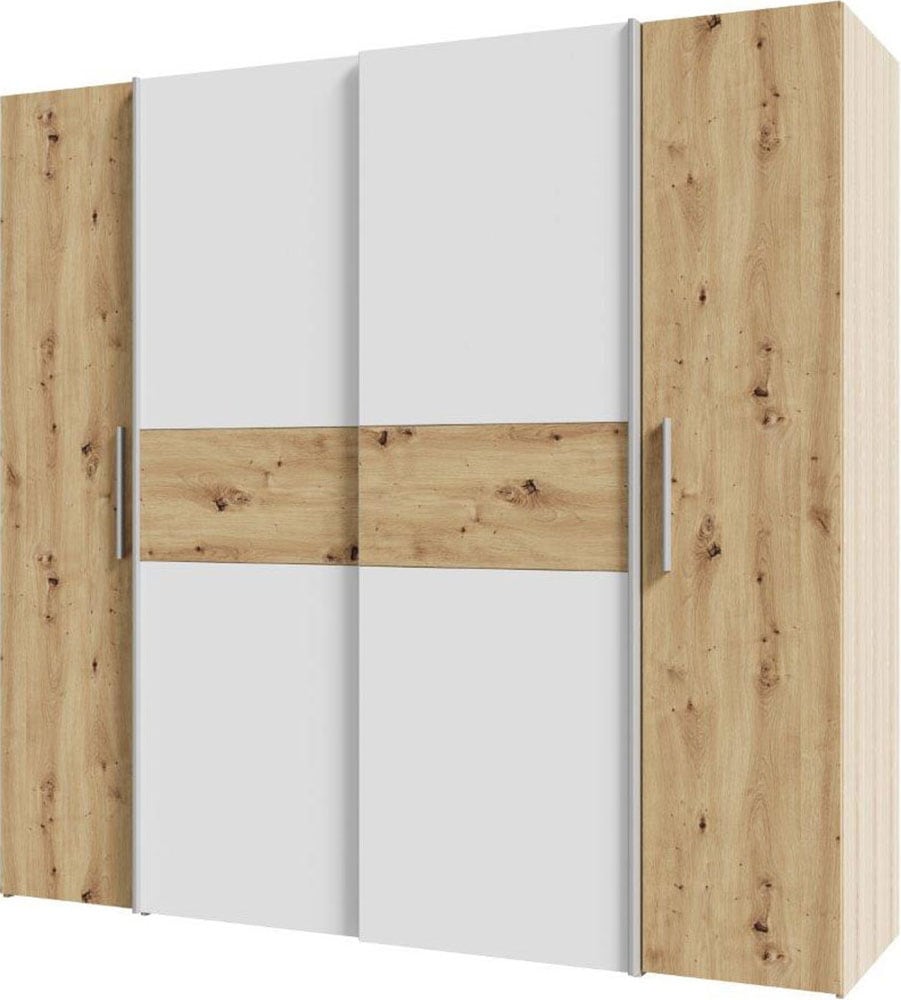 FORTE Kleiderschrank »Kalixtus, TOPSELLER, Made in Europe«, (B/H/T ca. 200x190x60 cm, 2 Schiebetüren, 2 Drehtüren, 8 Einlegeböden), Kombination aus Dreh- und Schwebetüren, mehrere Farben