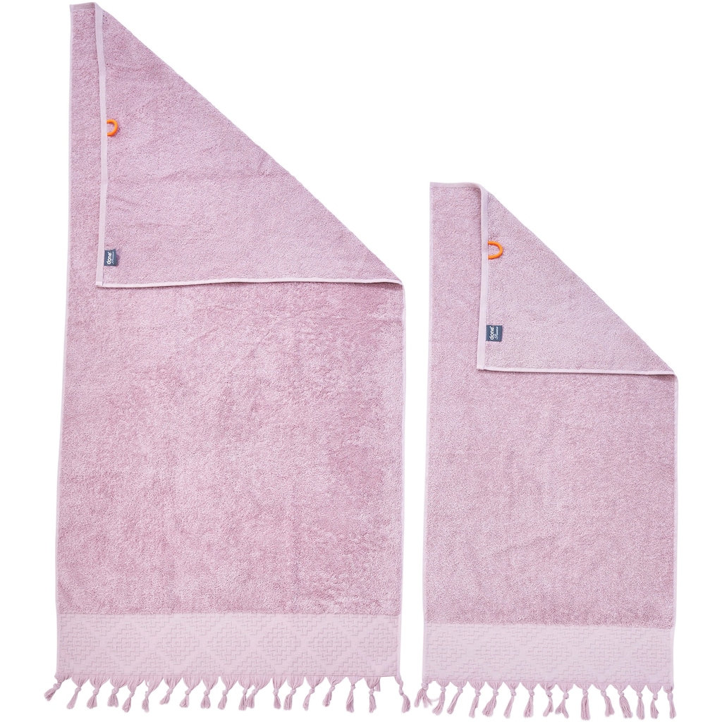 done.® Handtuch Set »Provence Bohéme«, (Set, 4 St., 2 Handtücher (50x100 cm)-2 Duschtücher (70x140 cm), Uni-Farben, Boho-Style, mit auffälliger Borte & Fransen