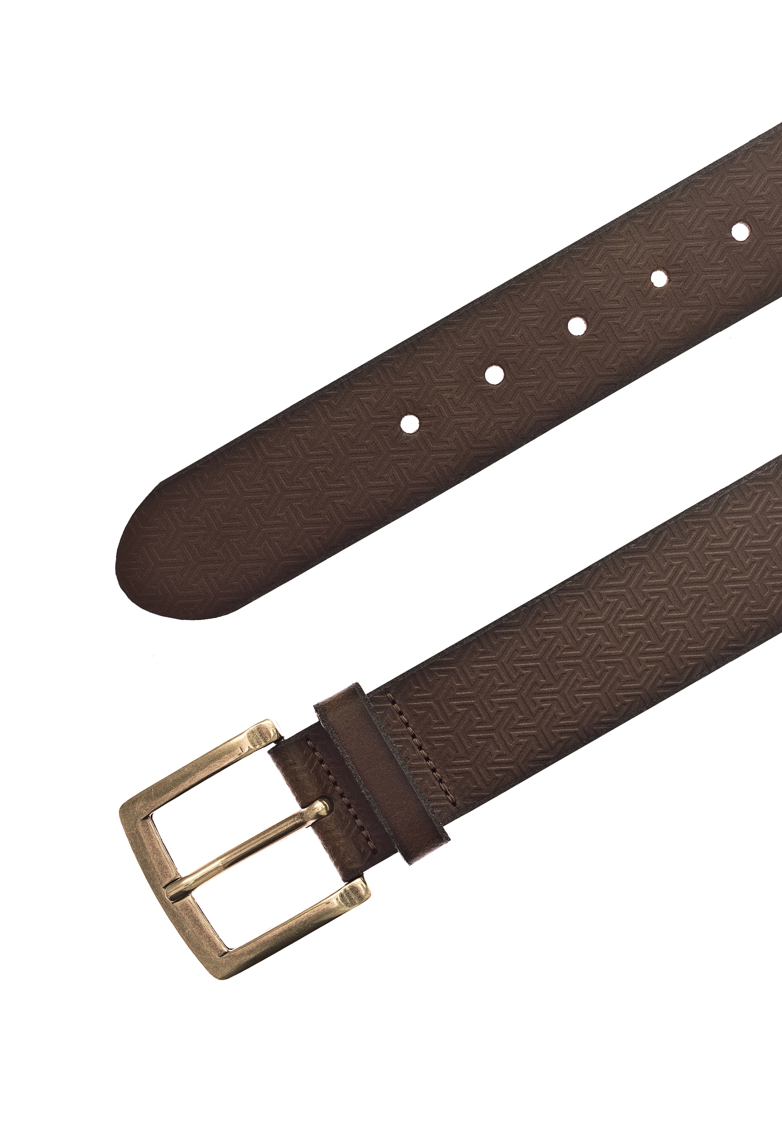 MUSTANG Ledergürtel, mit grafischer Prägung verziert, Vintage-Look, 4 cm