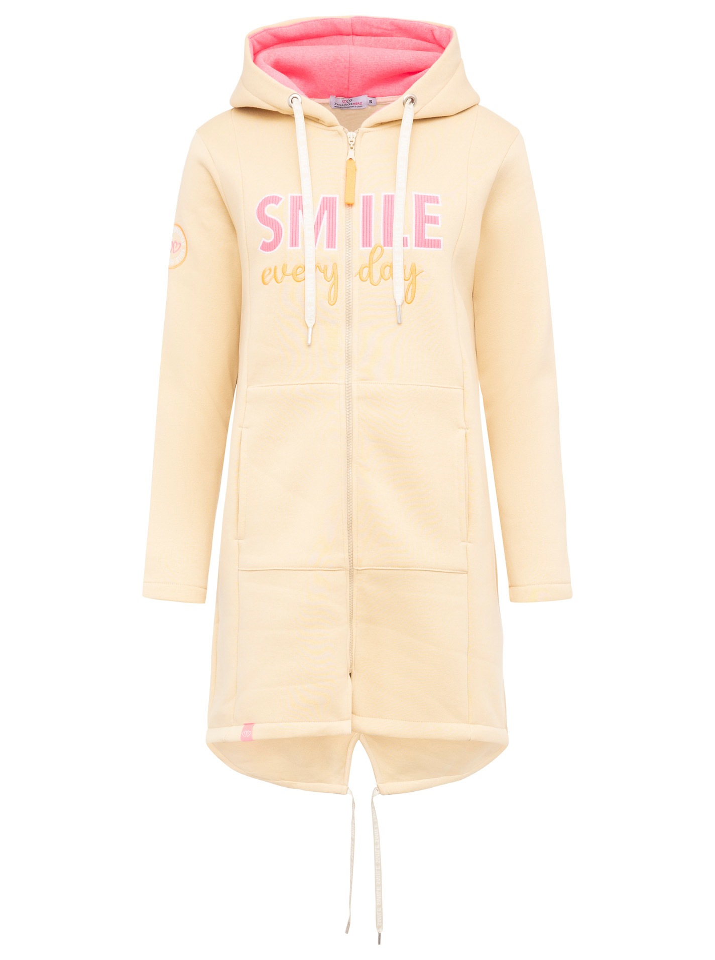Zwillingsherz Jerseymantel »"Smile everyday"«, mit großer SMILE Stickerei und positiver Botschaft