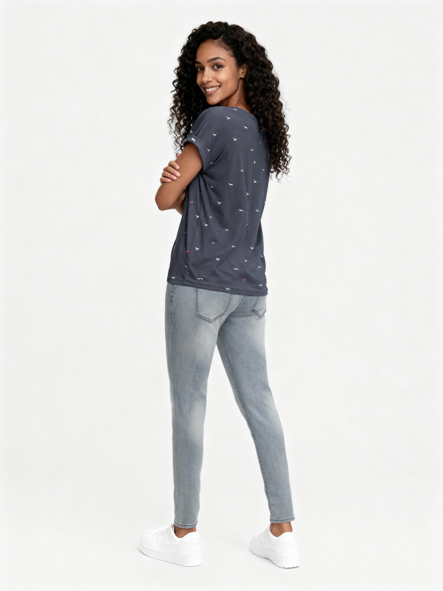 KangaROOS Print-Shirt kurzärmelig,  figurumspielend,  mit Print,  mit Rundhalsausschnitt