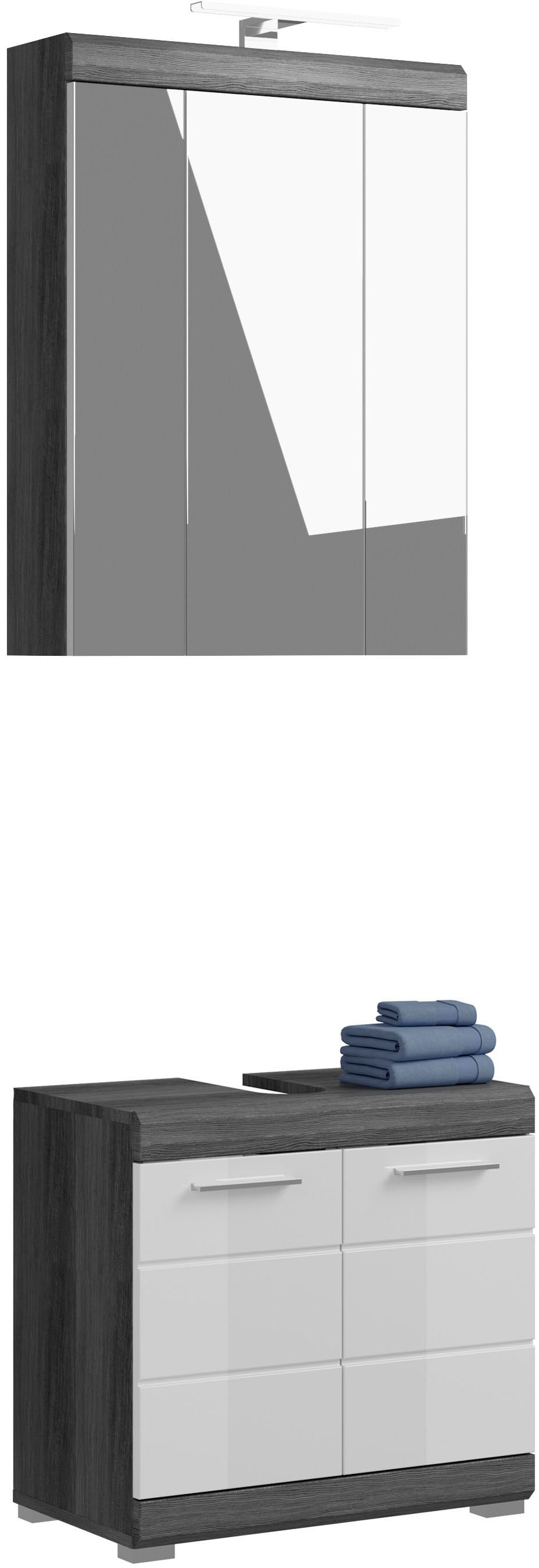 INOSIGN Badmöbel-Set »Siena«, (Set, 2 St.), Badmöbel inkl. Beleuchtung,  Spiegelschrank, Waschbeckenunterschrank auf Raten kaufen