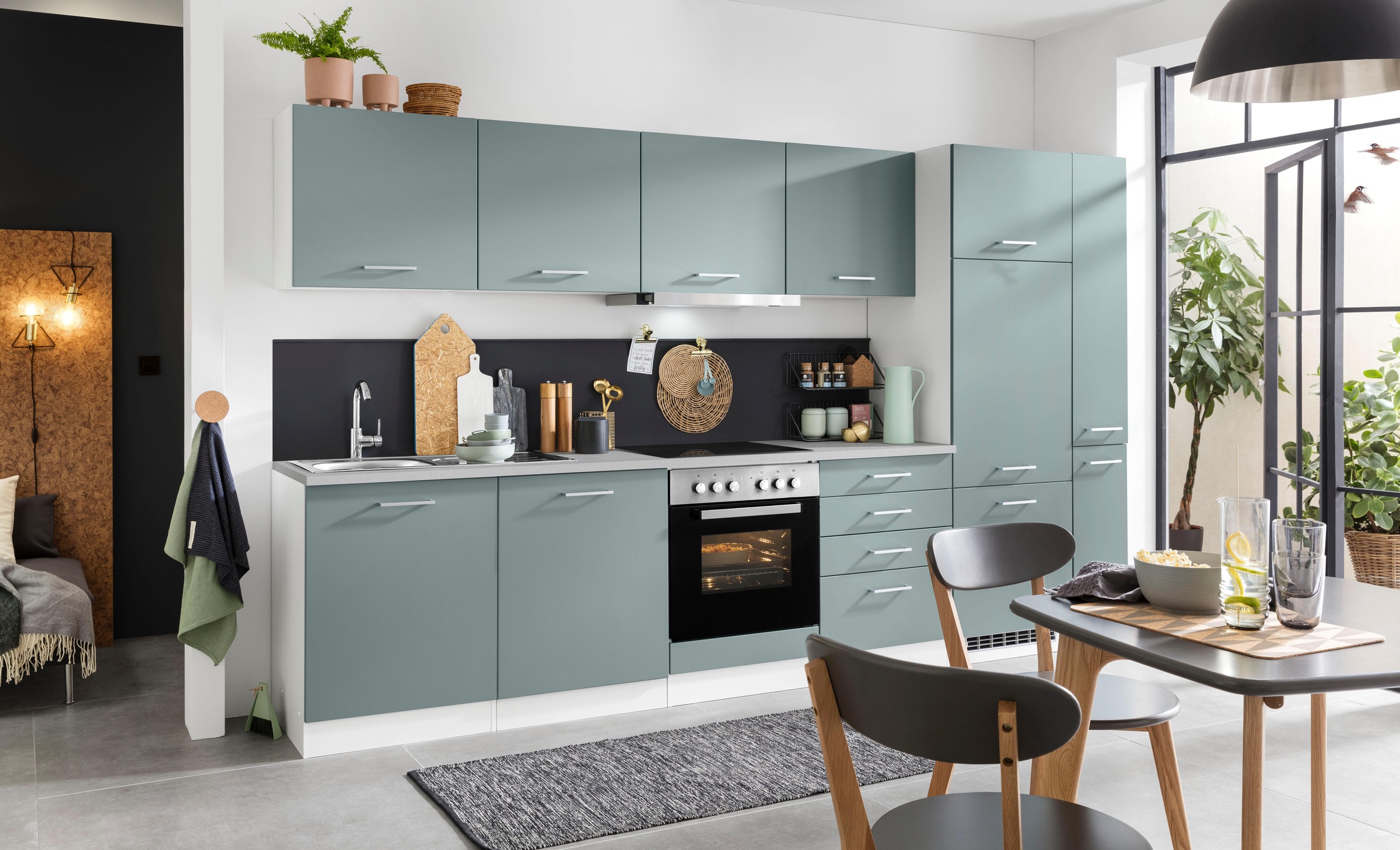 HELD MÖBEL Küchenzeile »Visby«, mit E-Geräten, Breite 330 cm inkl.  Kühlschrank und Geschirrspüler bequem kaufen