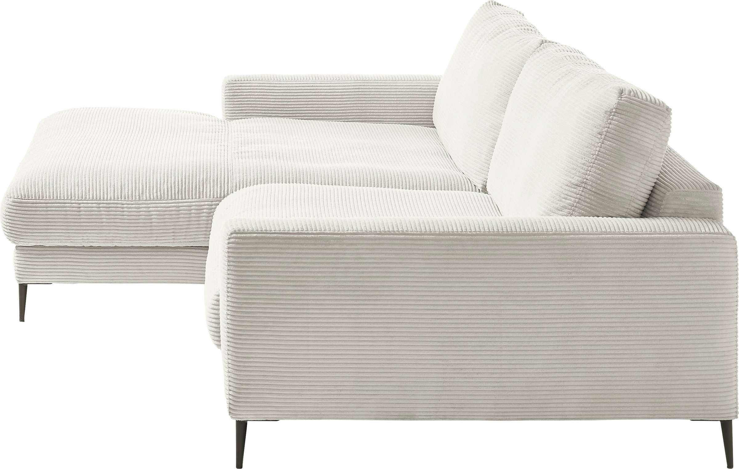 INOSIGN Ecksofa »Downtown, B/T/H: 272/190/84 cm L-Form«, weicher Sitzkomfort auch in Cord und Bouclé, incl. Zierkissen