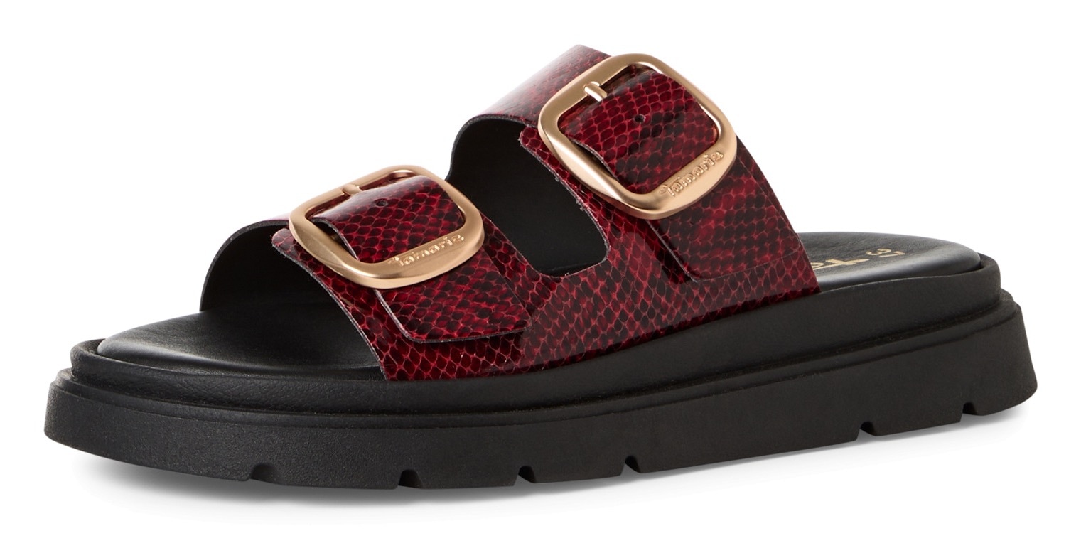 Tamaris Pantolette  , Keilabsatz, Sommerschuh, Schlupfschuh, verstellbare Schnallen
