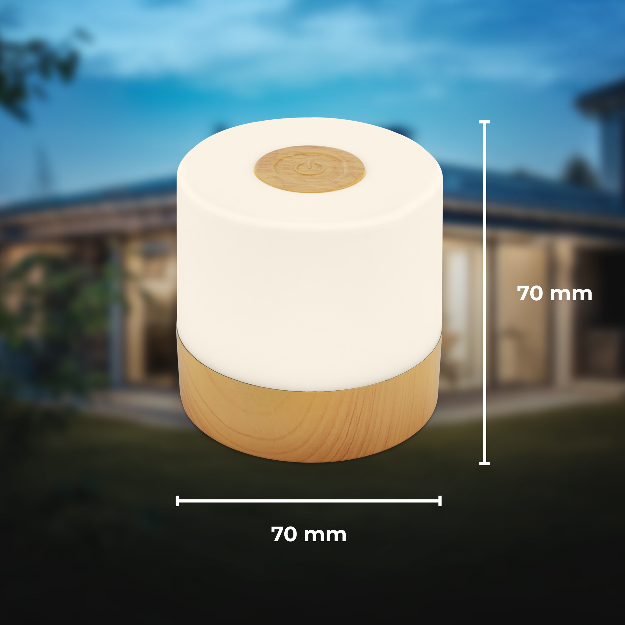 B.K.Licht Außen-Tischleuchte »BK_TL1589 Akku LED Tischlampe, 3-Stufen Touchdimmer, mit USB« LED-Modul 1 Stk. Extra-Warmweiß 2.700 K, 150 Lm, 2W, integrierte Batterie, IP44, 7x7 cm, Holzfarben