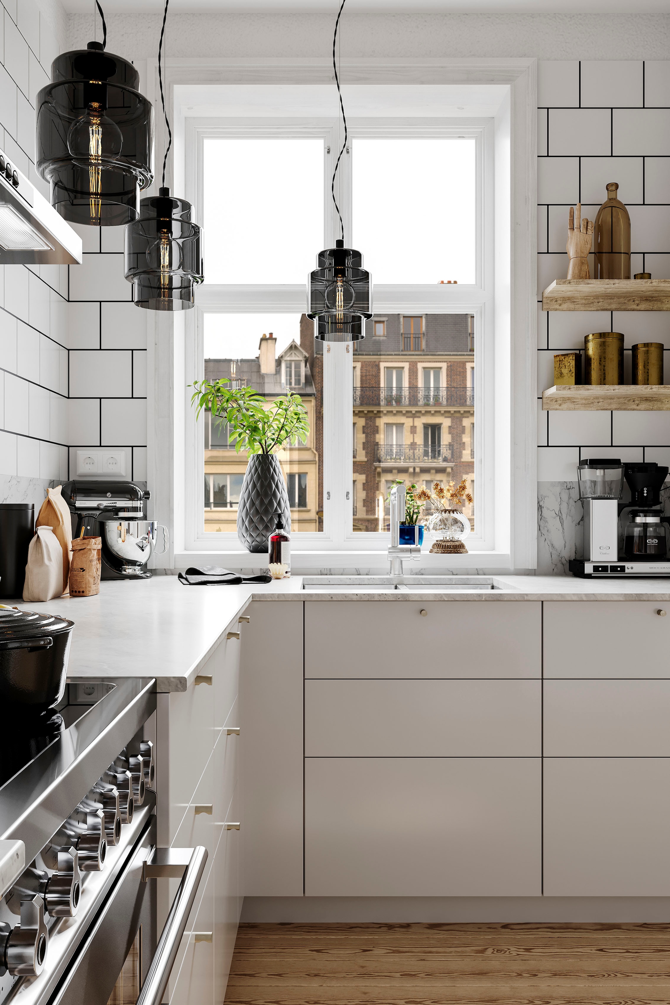 By Rydens Pendelleuchte »Ebbot« E27 1 Stk. Hängeleuchte mit Glasschirm, Ø 27 cm