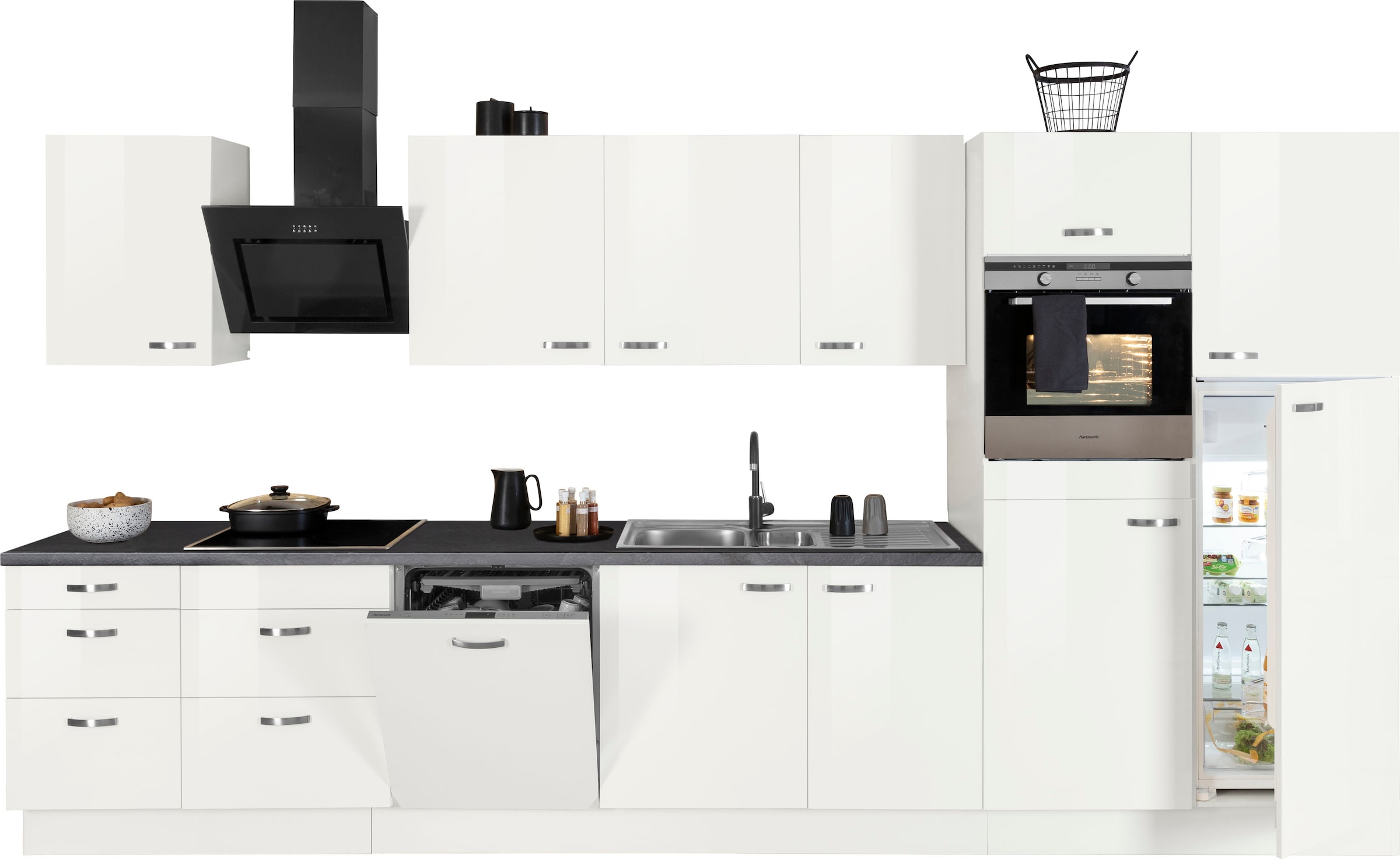 OPTIFIT Küchenzeile »Cara, Breite 400 cm,«, Raten HANSEATIC-E-Geräten, Soft-Close-Funktion Induktions-Kochfeld, auf bestellen mit
