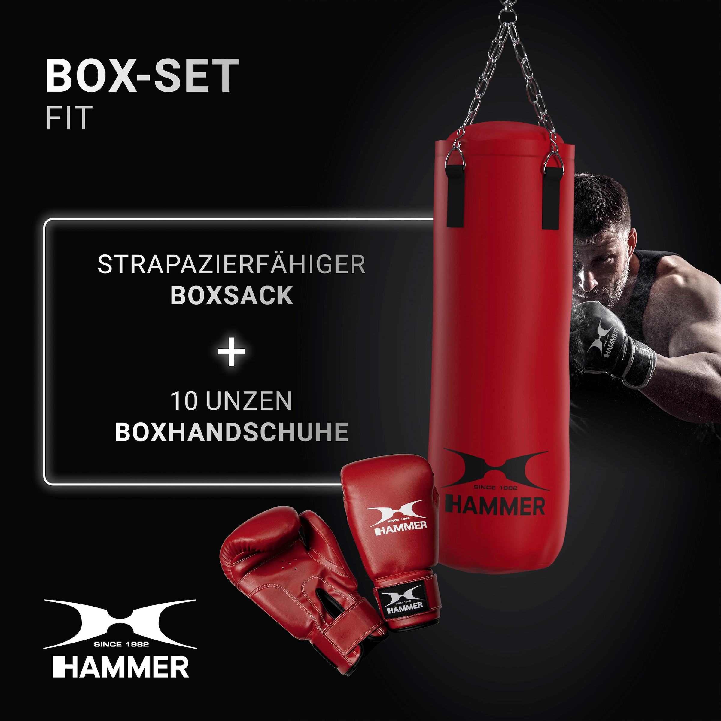 Hammer Boxsack »Fit«, (Set, mit Trainings-DVD-mit Boxhandschuhen) bei