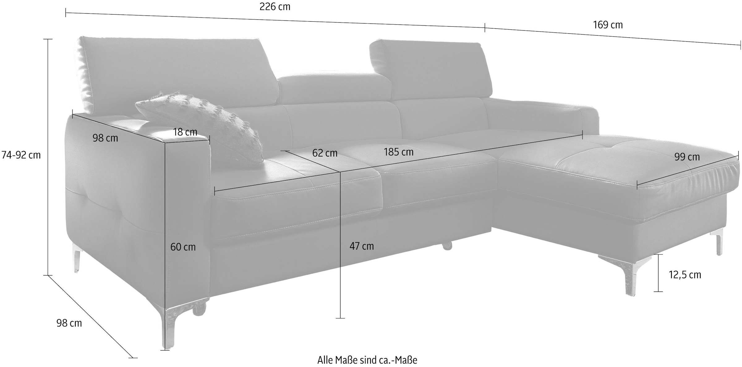COTTA Polstergarnitur »Sammy«, (Set), Set: bestehend aus Ecksofa und Hocker, Ecksofa wahlweise Bettfunktion