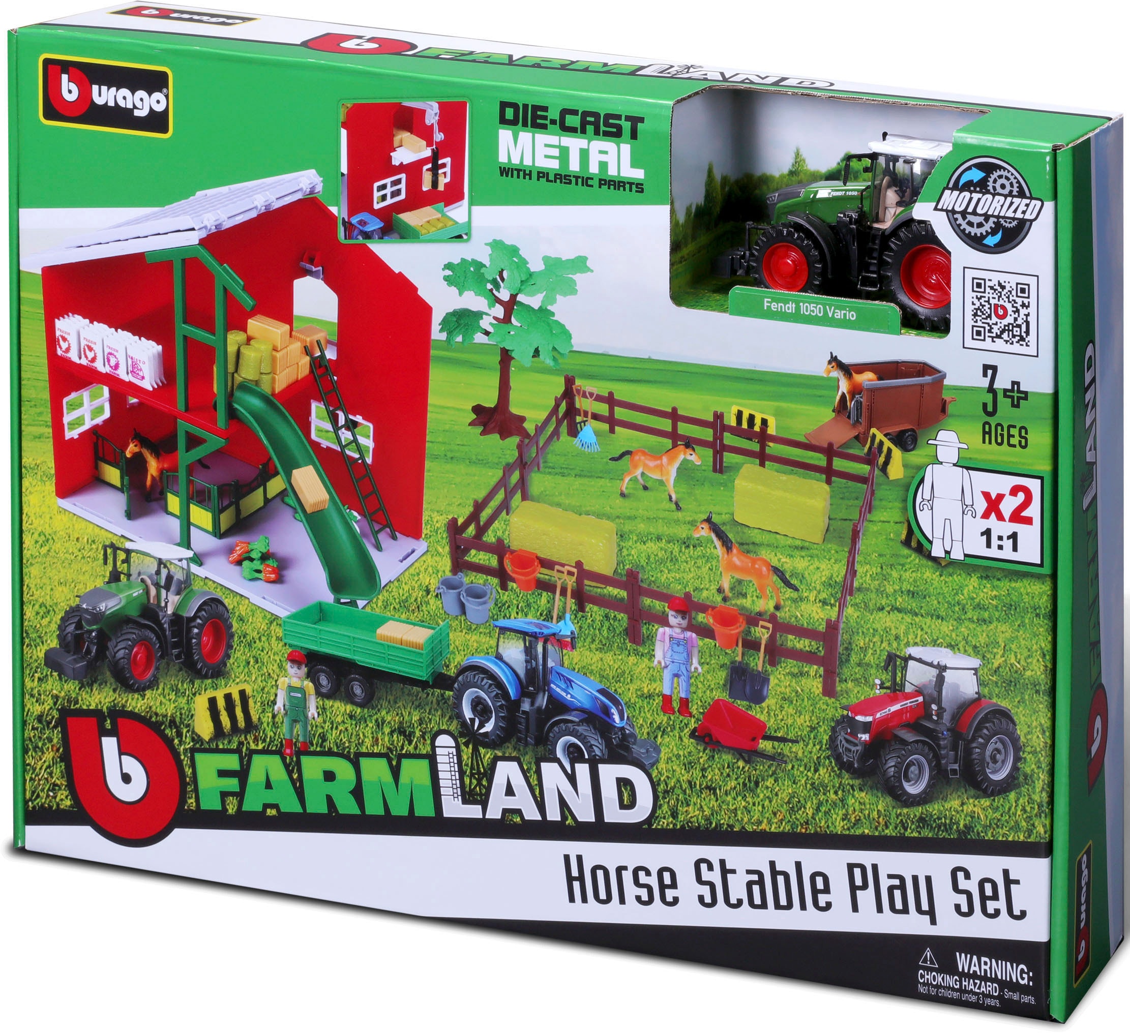 Bburago Spielwelt »Farmland, Pferdestall« inkl. FENDT Traktor