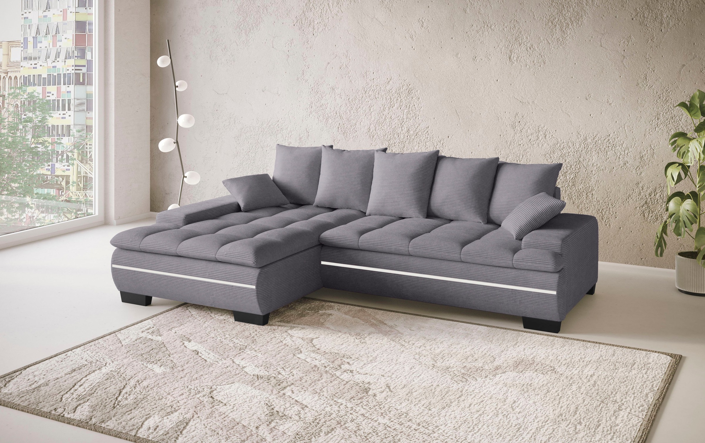 Mr. Couch Ecksofa »Haiti II, L-Form«, RGB-LED Beleuchtung, Kaltschaum, wahlweise mit Bett, Bettkasten
