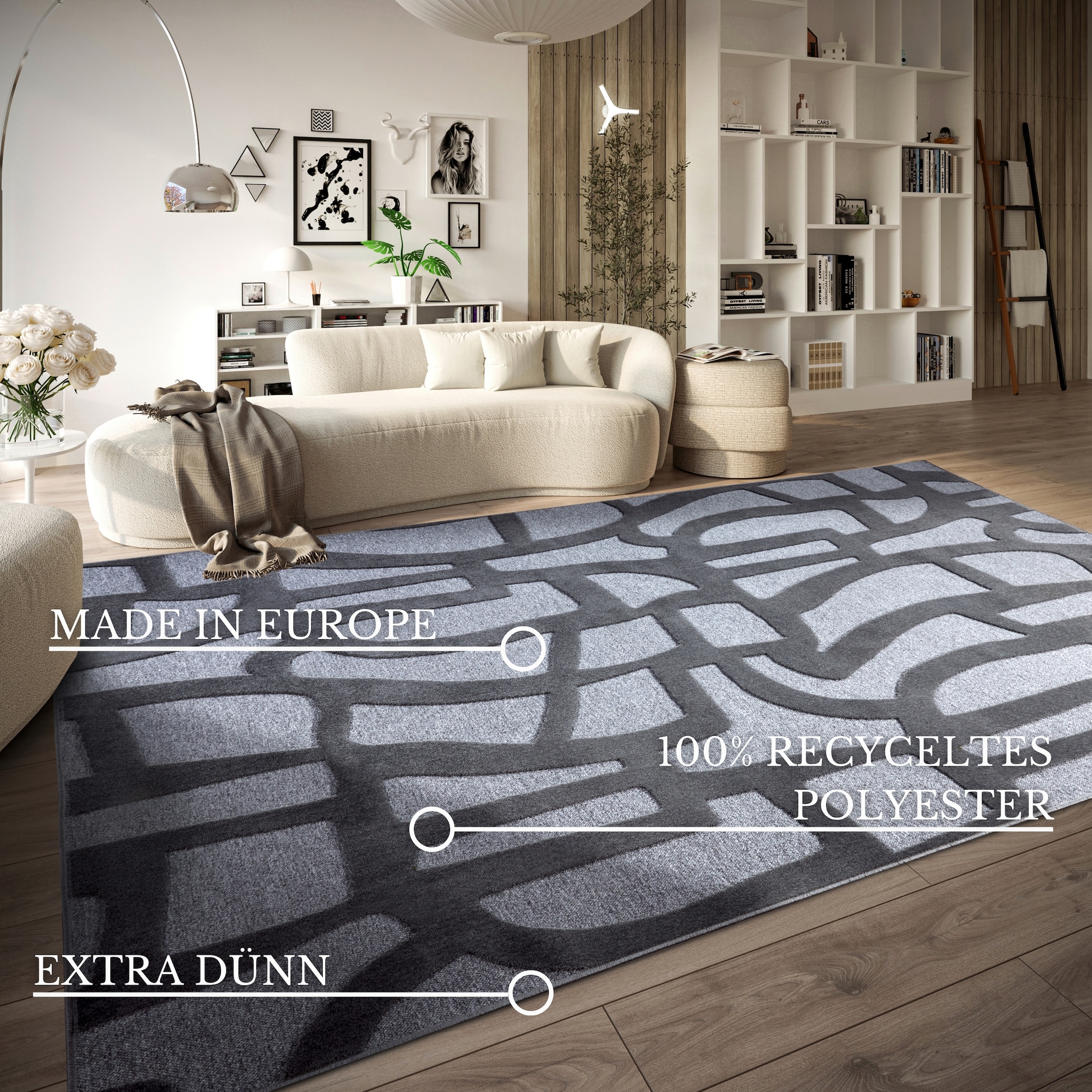 Villeroy & Boch Teppich »Therese«, rechteckig, 5,5 mm Höhe, Wohnzimmer, Schlafzimmer, Modern, Hoch-Tief Effekt, Flur
