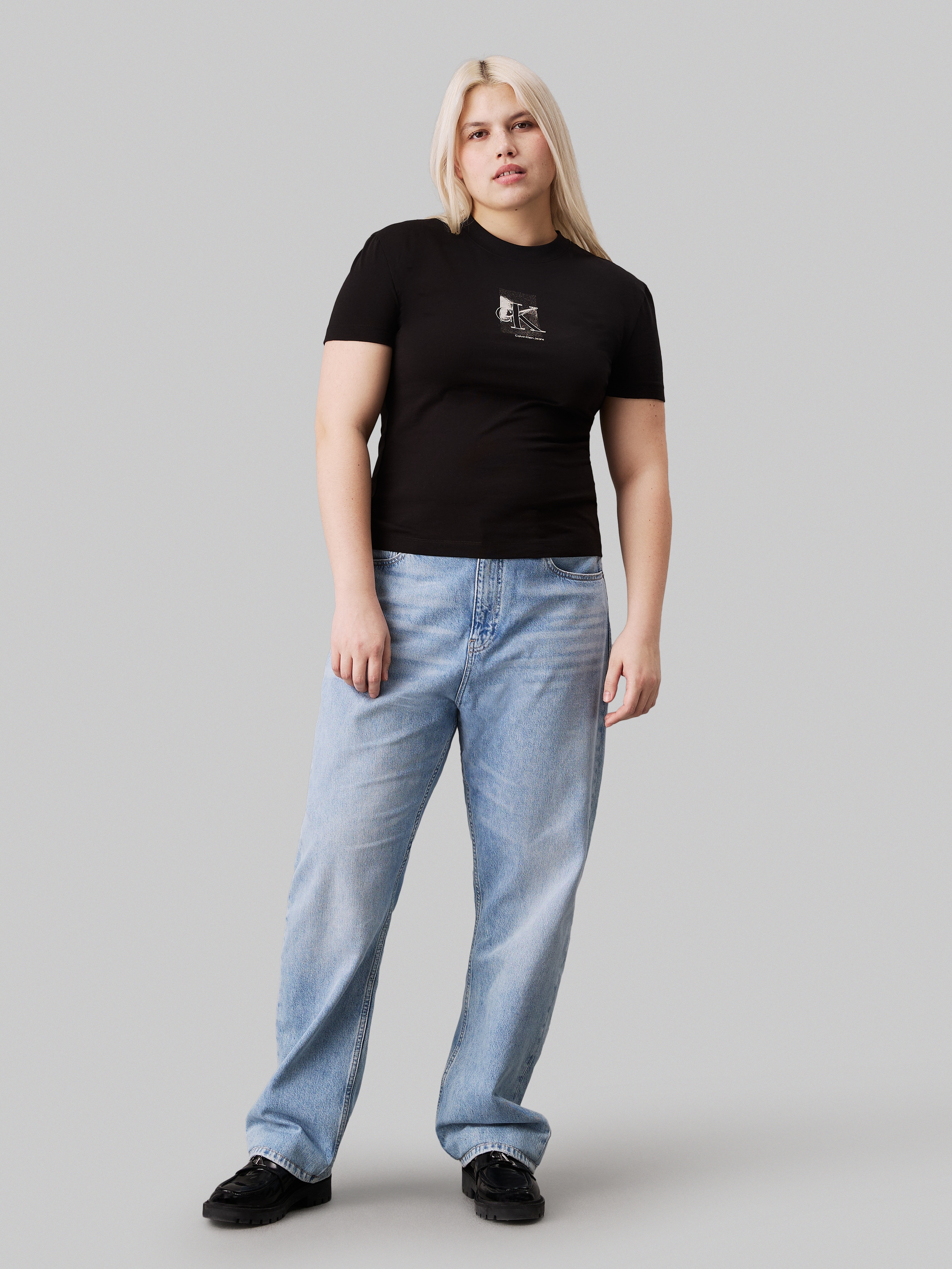 Calvin Klein Jeans Plus T-Shirt »PLUS DIFFUSED CK REGULAR TEE«, in Großen Größen und mit Logomarkenlabel