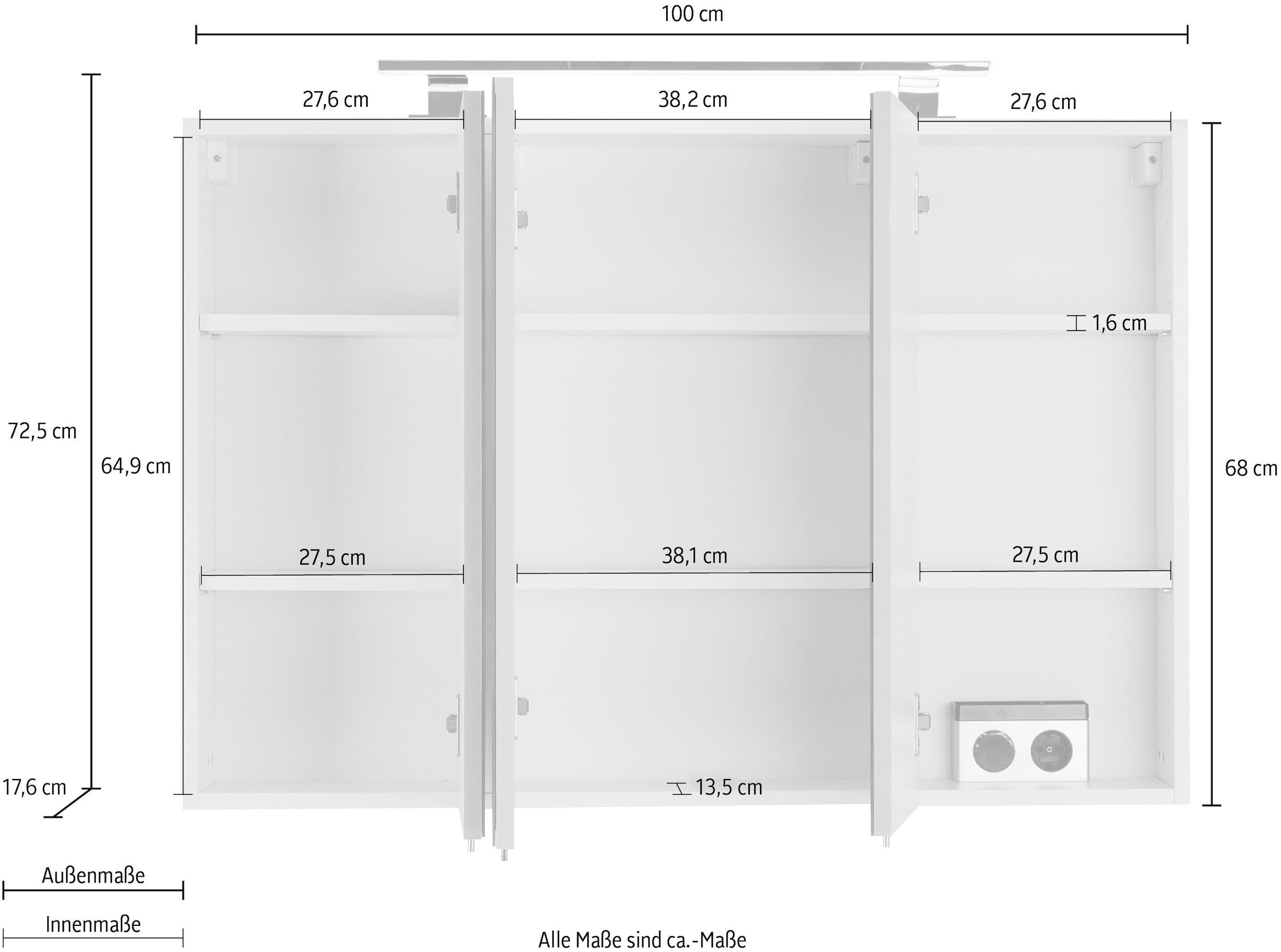 OPTIFIT Spiegelschrank »Mino«, Breite 100 cm