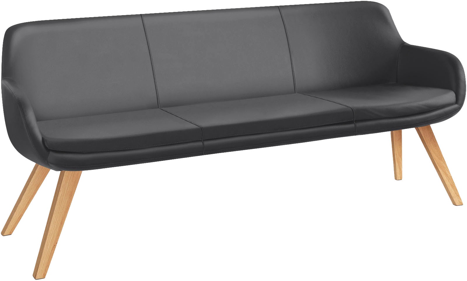 Musterring, Essbank »Tavia« Stativgestell aus Eiche bianco massiv, Breite 180, 200 oder 220 cm, dunkelgrau + Eiche bianco, 100% PES,