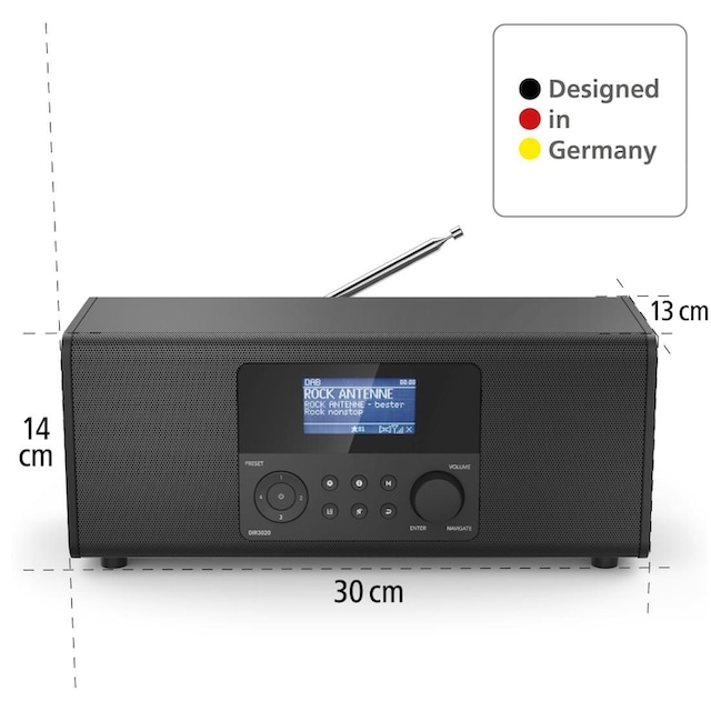 Hama Digitalradio (DAB+) »DAB/DAB+ Internet Radio, Digitalradio mit  Bluetooth DIR3020BT«, (WLAN 6 W) ➥ 3 Jahre XXL Garantie | UNIVERSAL