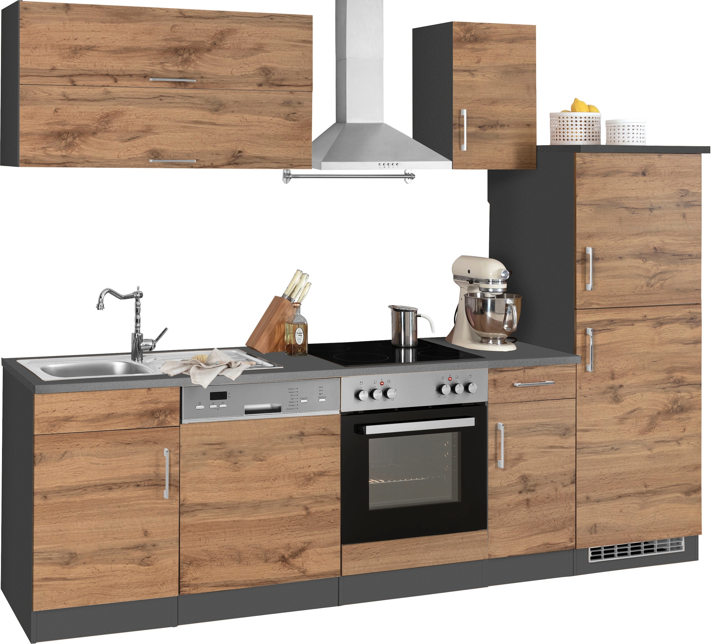 KOCHSTATION Küchenzeile »KS-Colmar« mit E-Geräten, Breite 270 cm