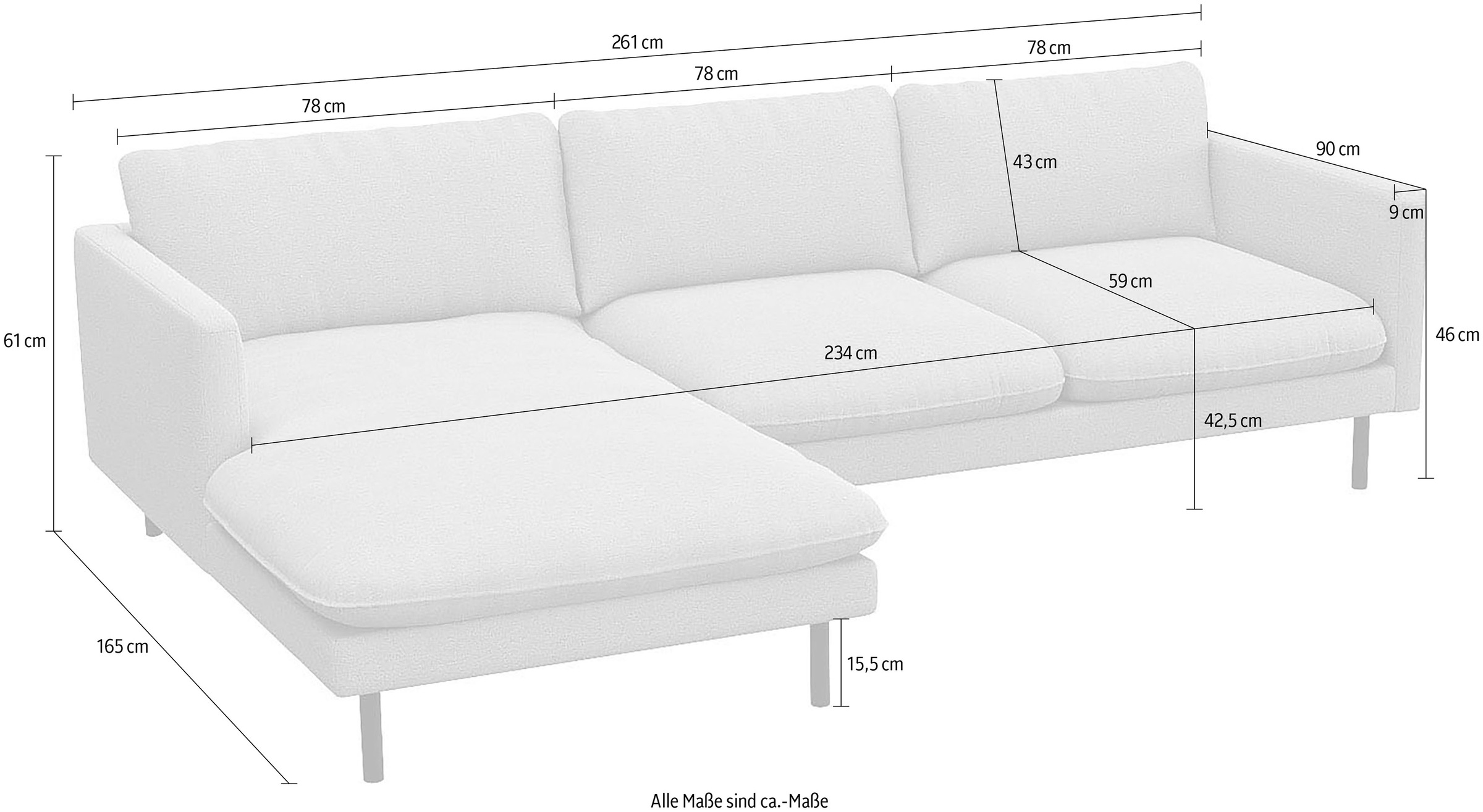 FLEXLUX Ecksofa »Bolzano, elegant und bequem, L-Form«, Sitzaufbau mit Kaltschaum & Stahl-Wellen, loose Sitz -& Rückenkissen