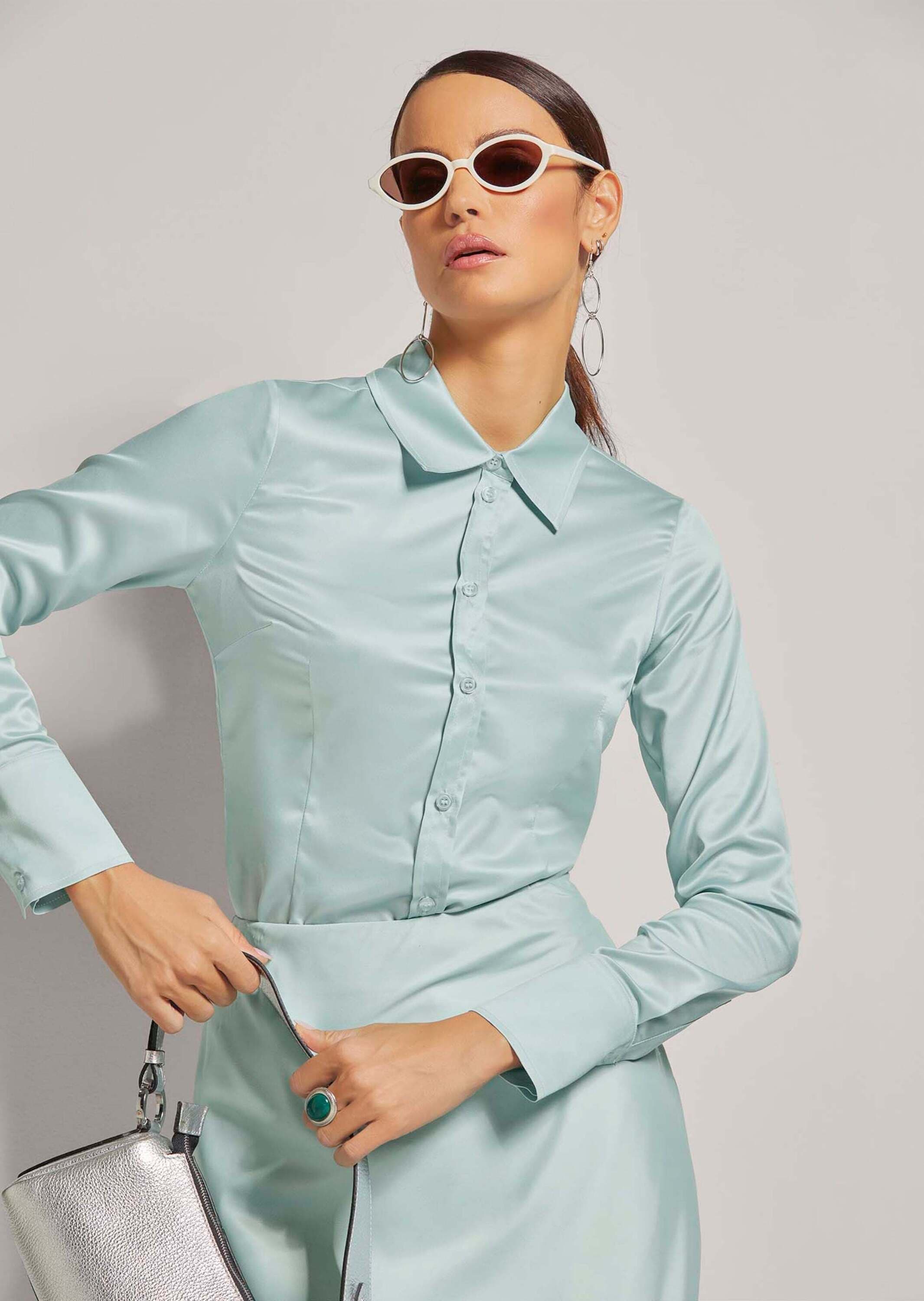 MADELEINE Hemdbluse »Bluse Hemdbluse mit glänzendem Finish«