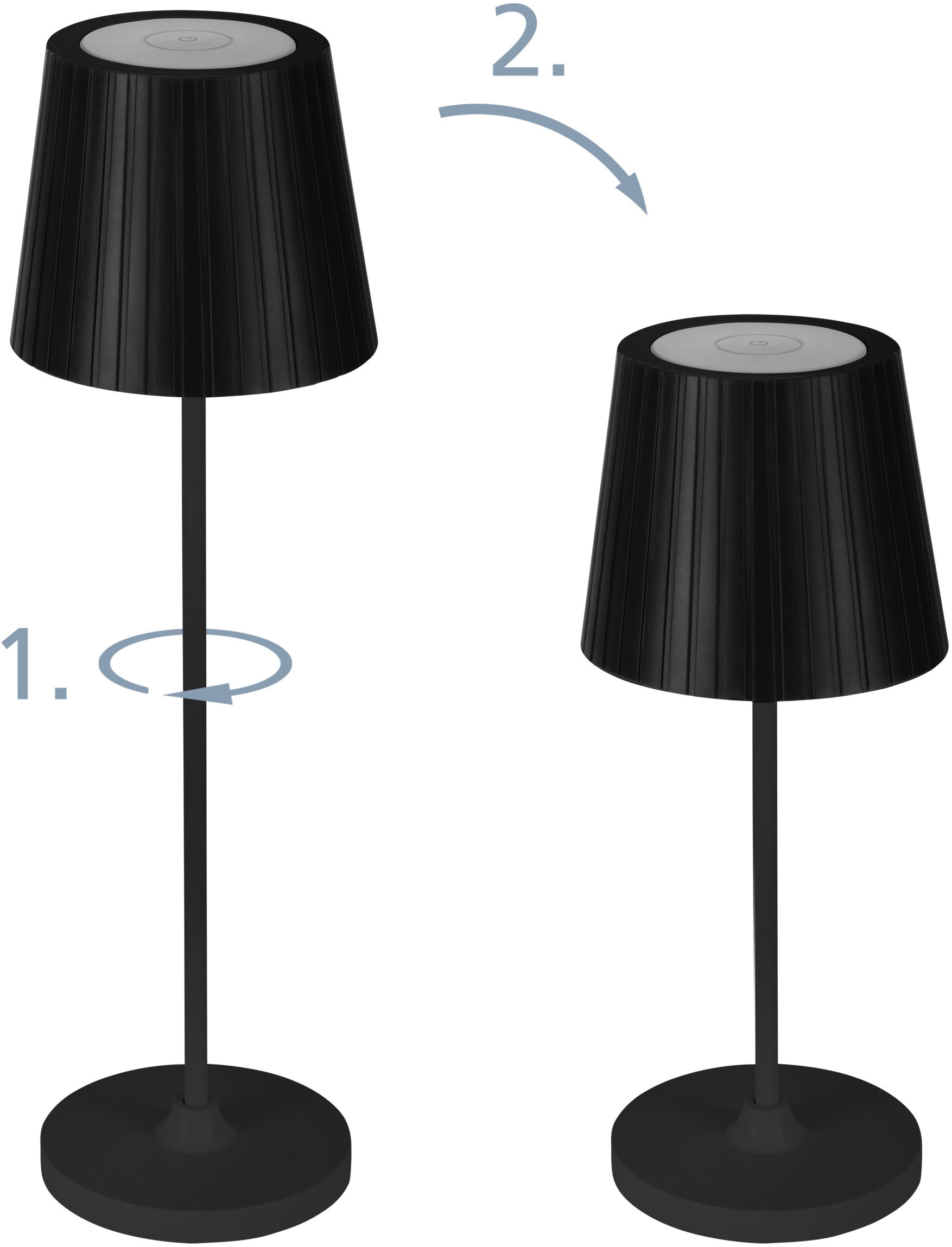 EGLO Tischleuchte »CABOZO Tischlampe - Kunststoff - LED - 3,8W - IP44« LED-Modul 1 Stk. Neutralweiß | Warmweiß Solarleuchte, Außentischleuchte, Akku, Leselampe, H37 x Ø11 cm