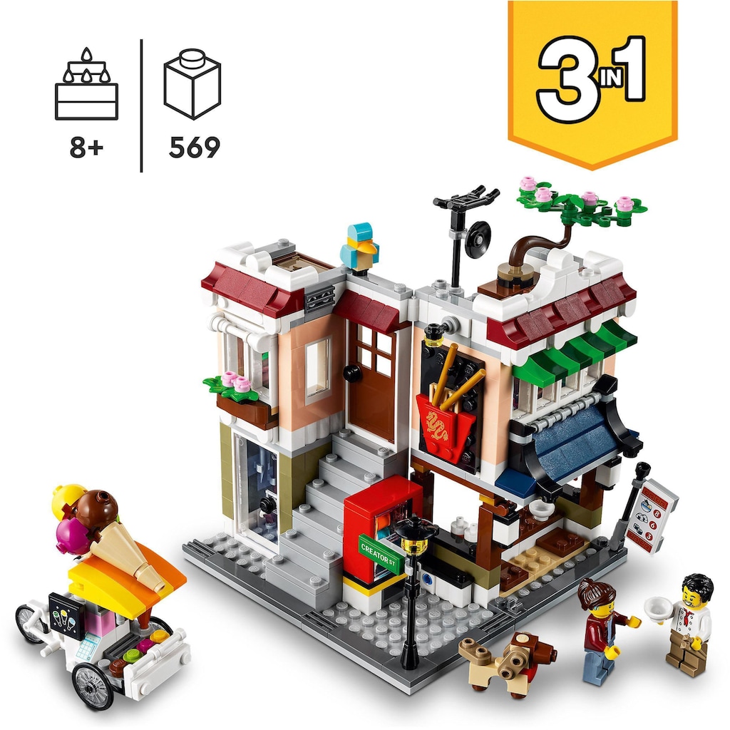 LEGO® Konstruktionsspielsteine »Nudelladen (31131), LEGO® Creator 3in1«, (569 St.)