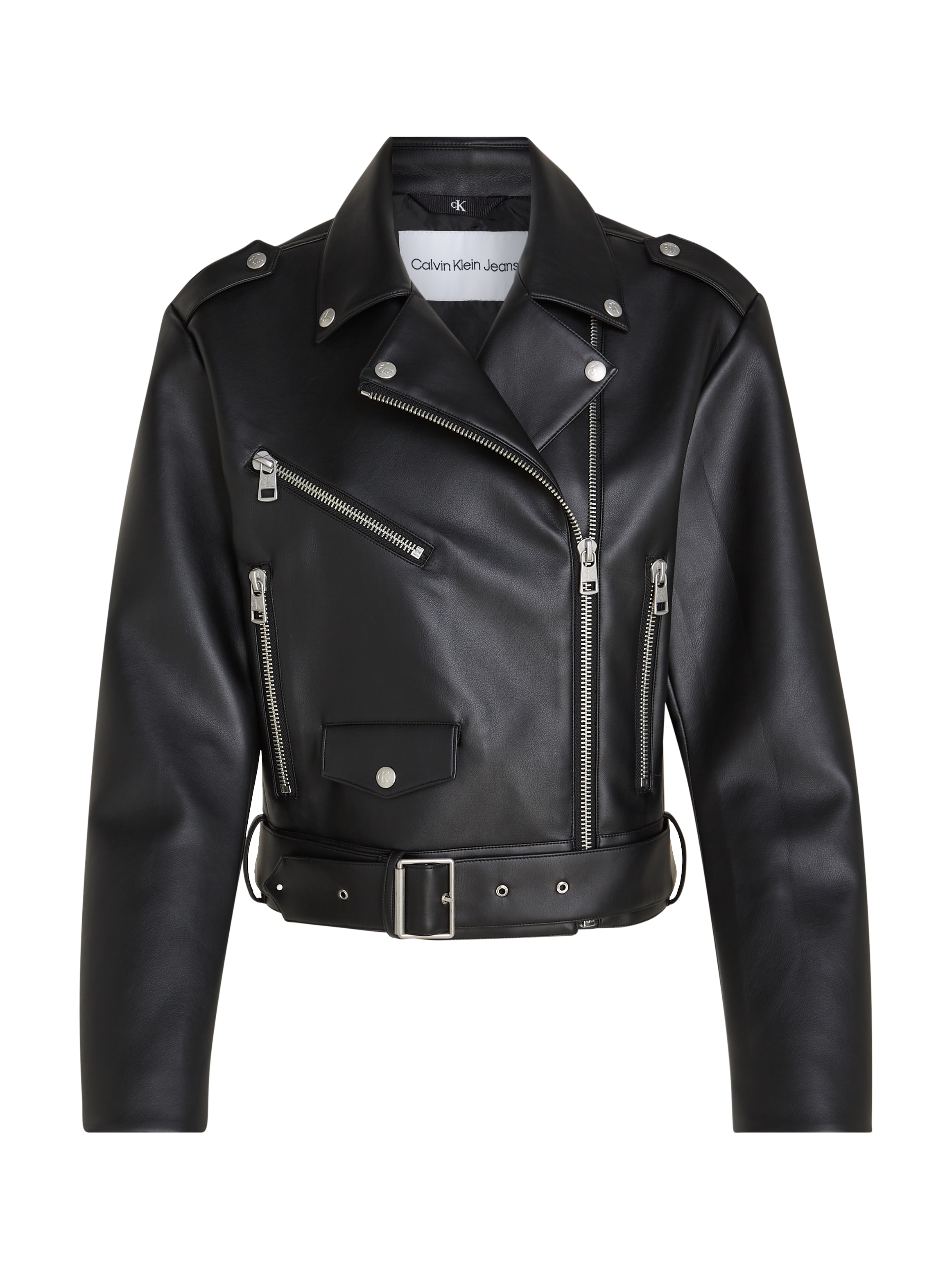 Calvin Klein Jeans Lederjacke »CLASSIC FAUX LEATHER BIKER«, mit Gürtel