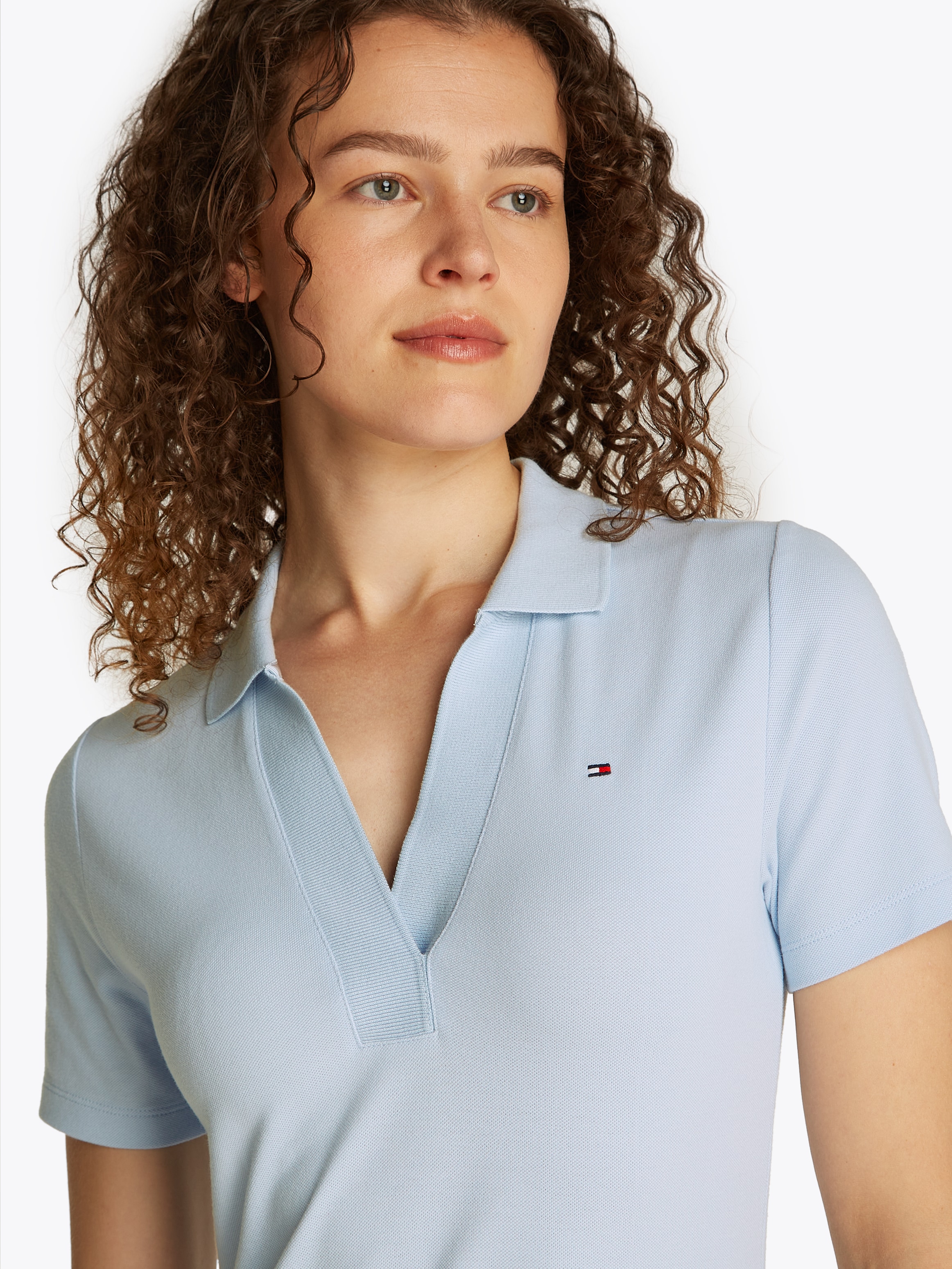 Tommy Hilfiger Polokleid »SLIM OPEN NK POLO DRESS SS«, mit gestickter Tommy Hilfiger Flagge