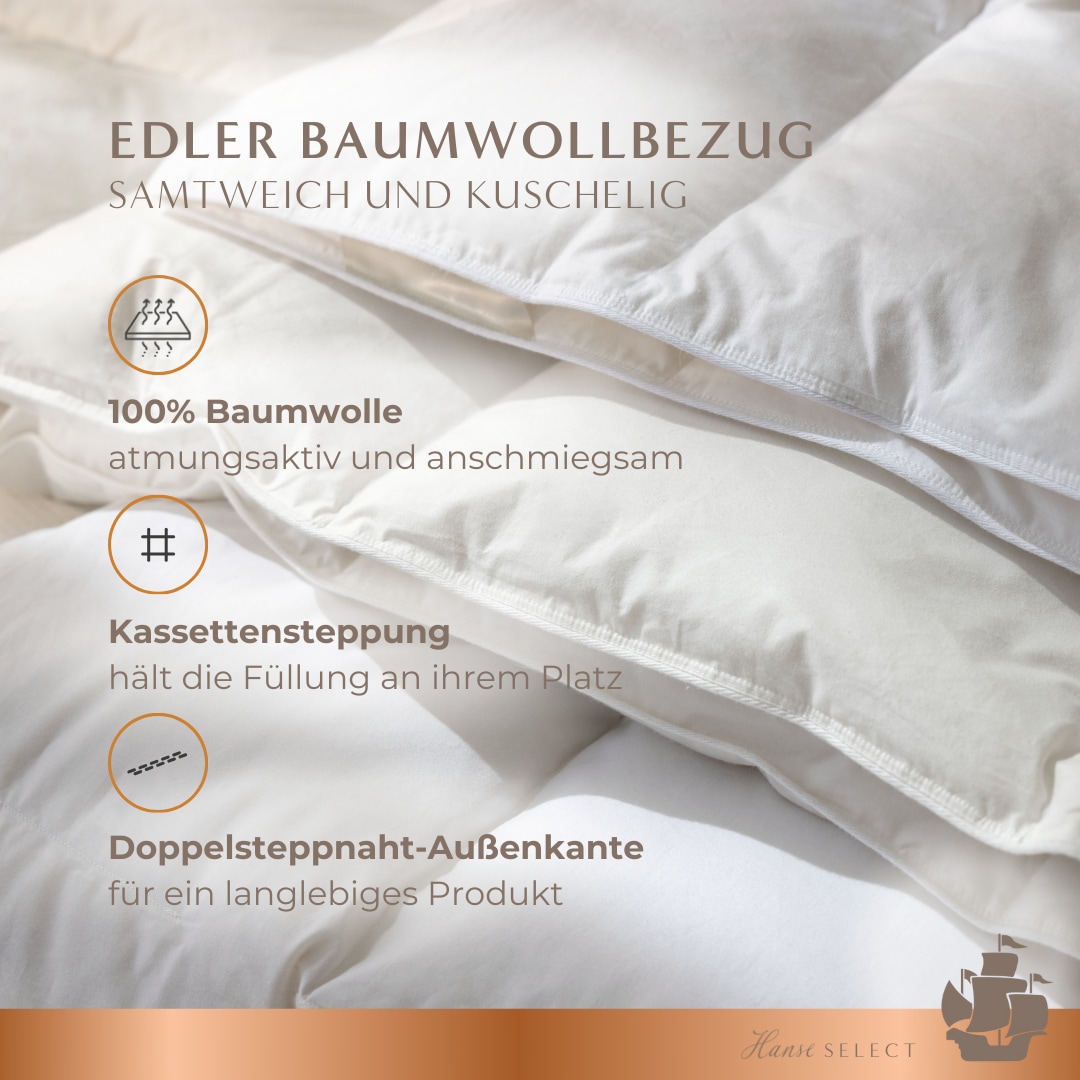 Hanse mit Kogge Microfaserbettdecke »Hanse Select federfrei, Luxushotel, Ganzjahresdecke, Made in Germany« normal Füllung 100% hochwertige 6D-Hohlfaser 1 Stk. tlg. hochwertige Bettdecke 135x200 cm, 155x220 cm & weitere Größen