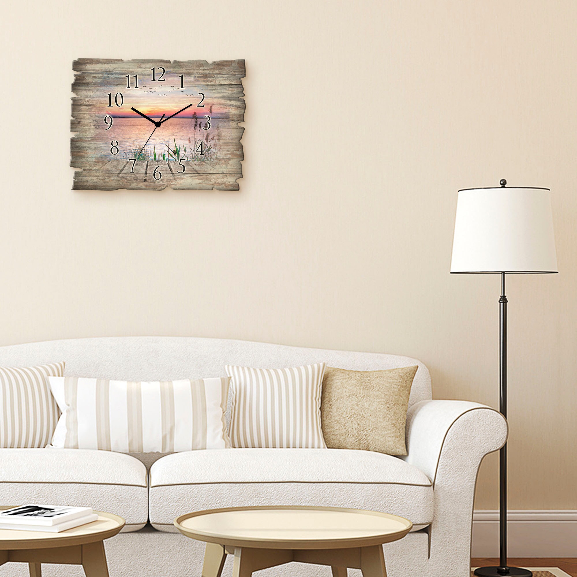 Artland Wanduhr »Der See in den Farben der Wolken« wahlweise mit  Quarz- oder Funkuhrwerk, lautlos ohne Tickgeräusche