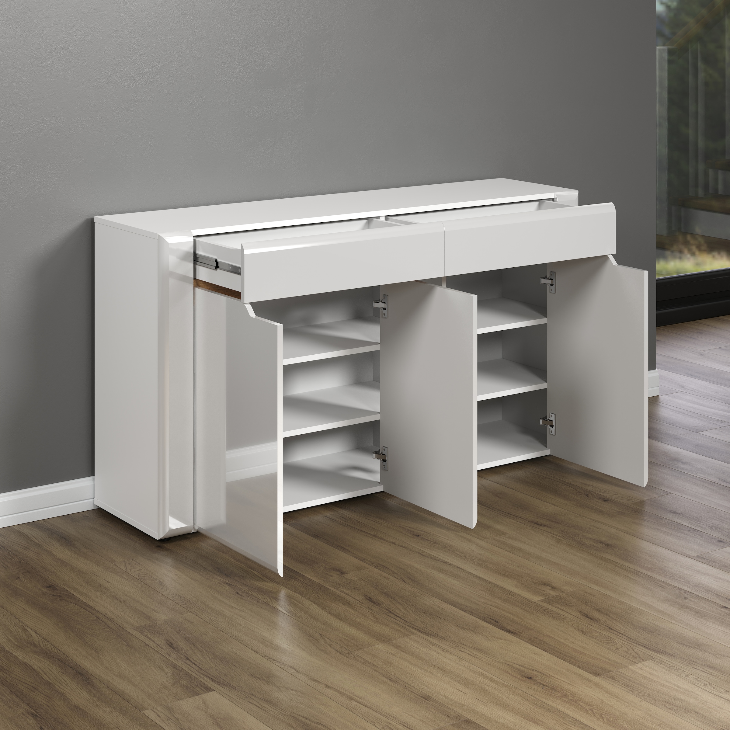 INOSIGN Sideboard »Graz«, (Packung, 1 St.), Maße aufgebaut (B/T/H in cm): 150/39/84 - Hochglanz Front