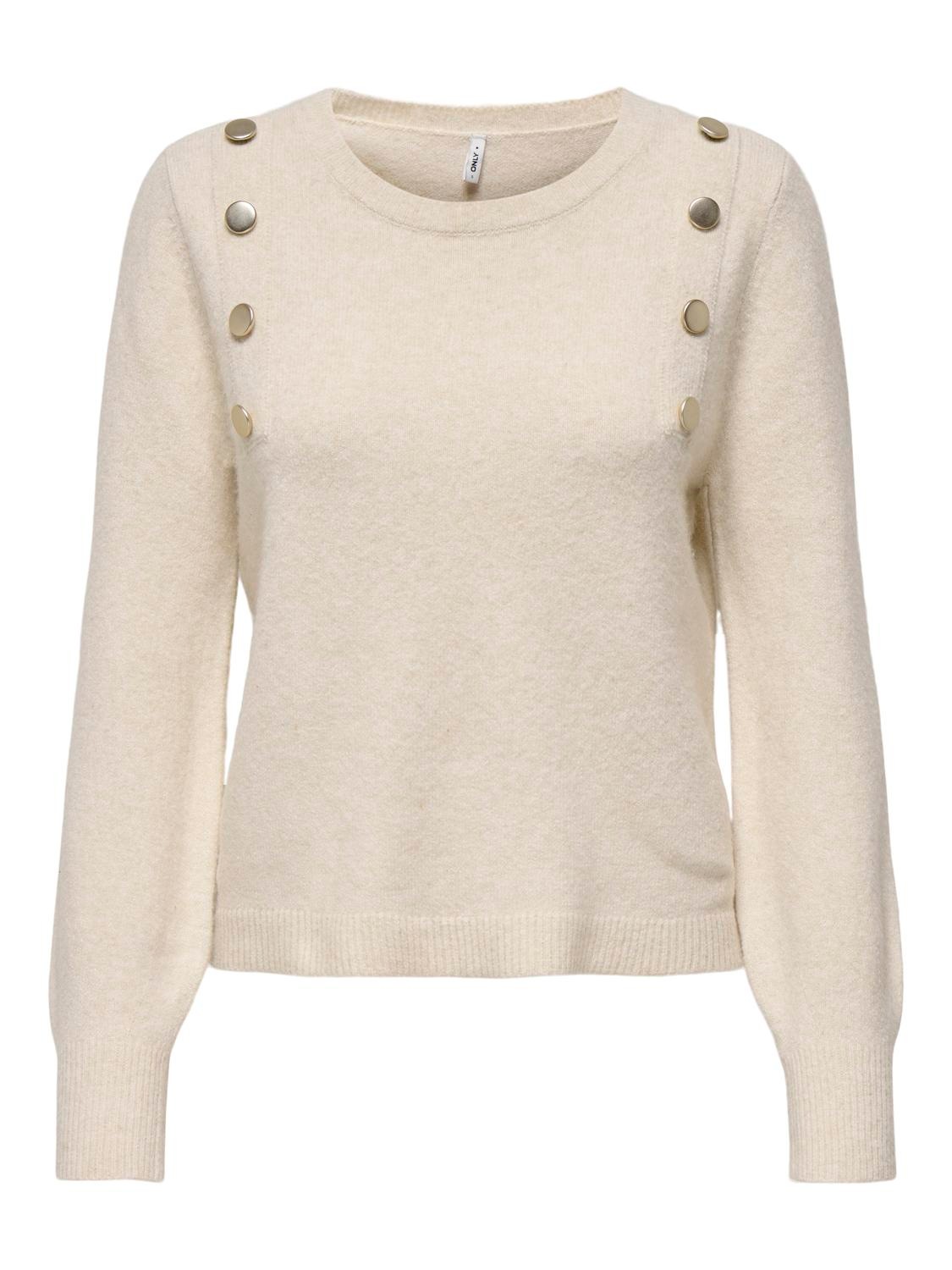 ONLY Strickpullover »ONLJEANETT LIFE LS BUTTON O-NECK CS KNT«