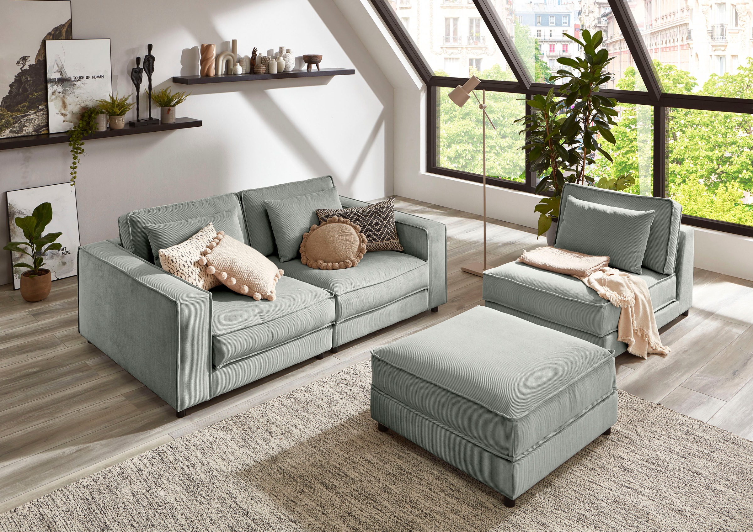 ATLANTIC home collection Hocker »Valan«, mit Cord-Bezug, frei stellbar
