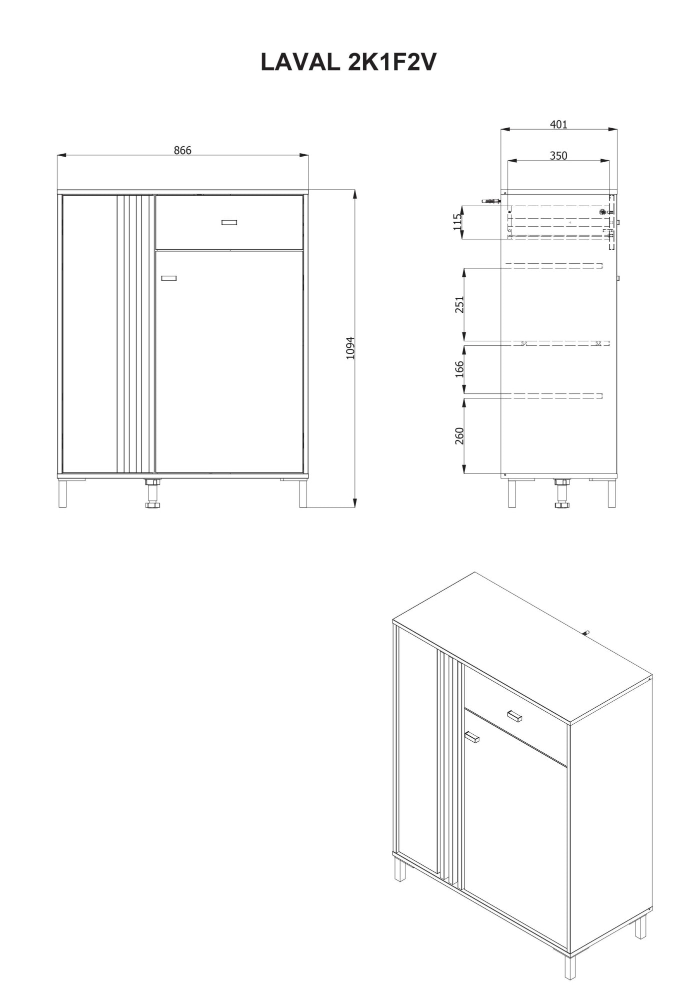 Home affaire Schuhschrank »LAVAL Schuhregal, Schuhkommode« Drei Regale und eine Schublade. Gesamtbreite 86,5 cm