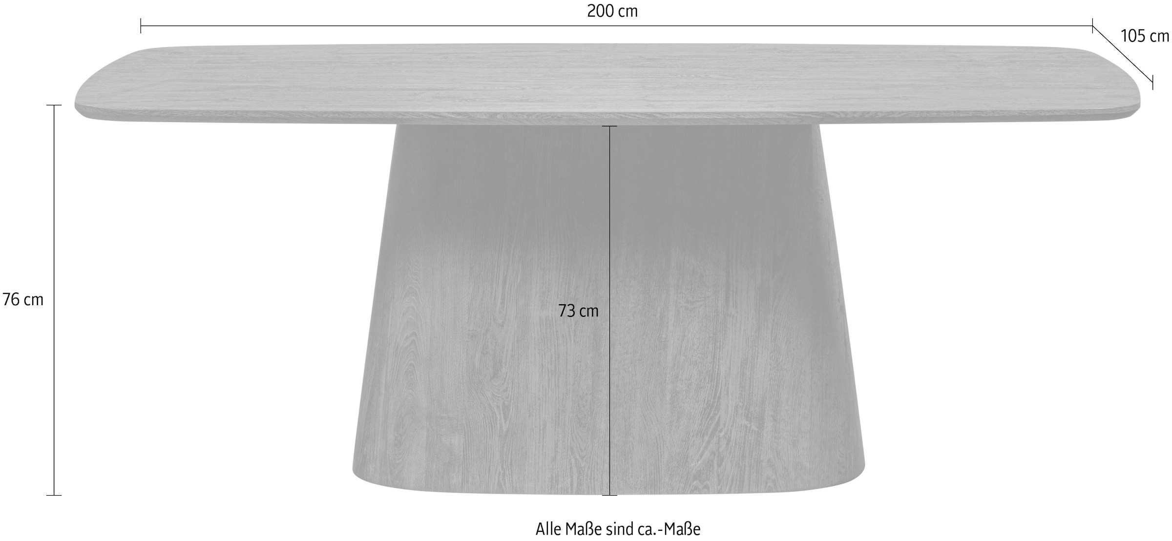 WOOOD Esstisch »Leah«, rechteckige Form, belastbar bis 150 kg, H 76 cm x B 200 cm