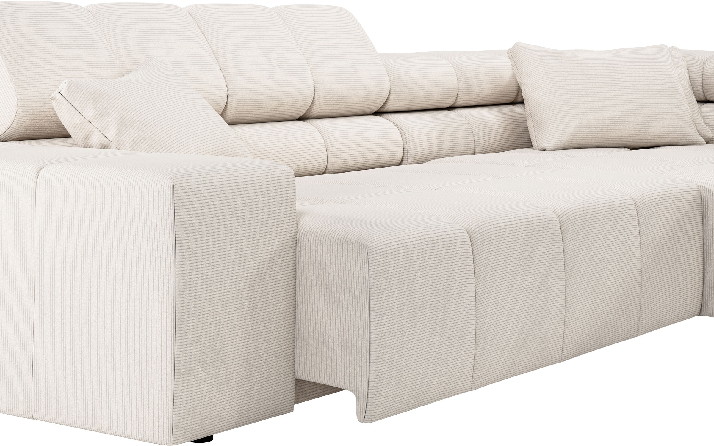 INOSIGN Ecksofa »Ancona incl. Kopfteilverstellung, Zierkissen Breite 319cm, L-Form«, wahlweise motorische Sitztiefenverstellung, auch in Cord + Easy Care