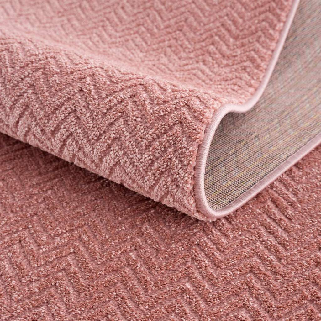 Carpet City Teppich »Friseé-Teppich FANCY805«, rechteckig, 12 mm Höhe, Läufer, Kurzflor, Einfarbig, 3D-Optik, Zickzack Look, Wohnzimmer
