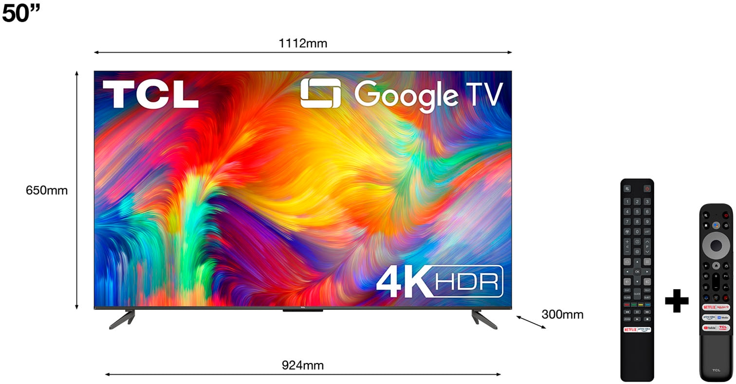 TCL LED-Fernseher, 126 cm/50 Zoll, 4K Ultra HD, Smart-TV-Google TV, HDR Premium, Dolby Atmos, HDMI 2.1, Metallgehäuse