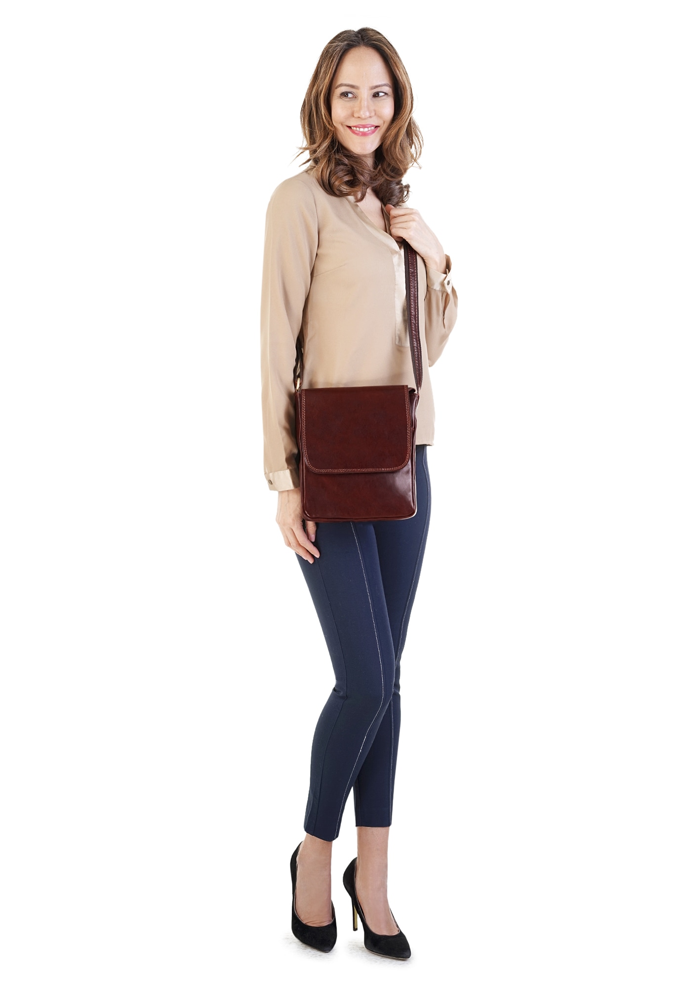 Piké Umhängetasche echt Leder, Made in Italy