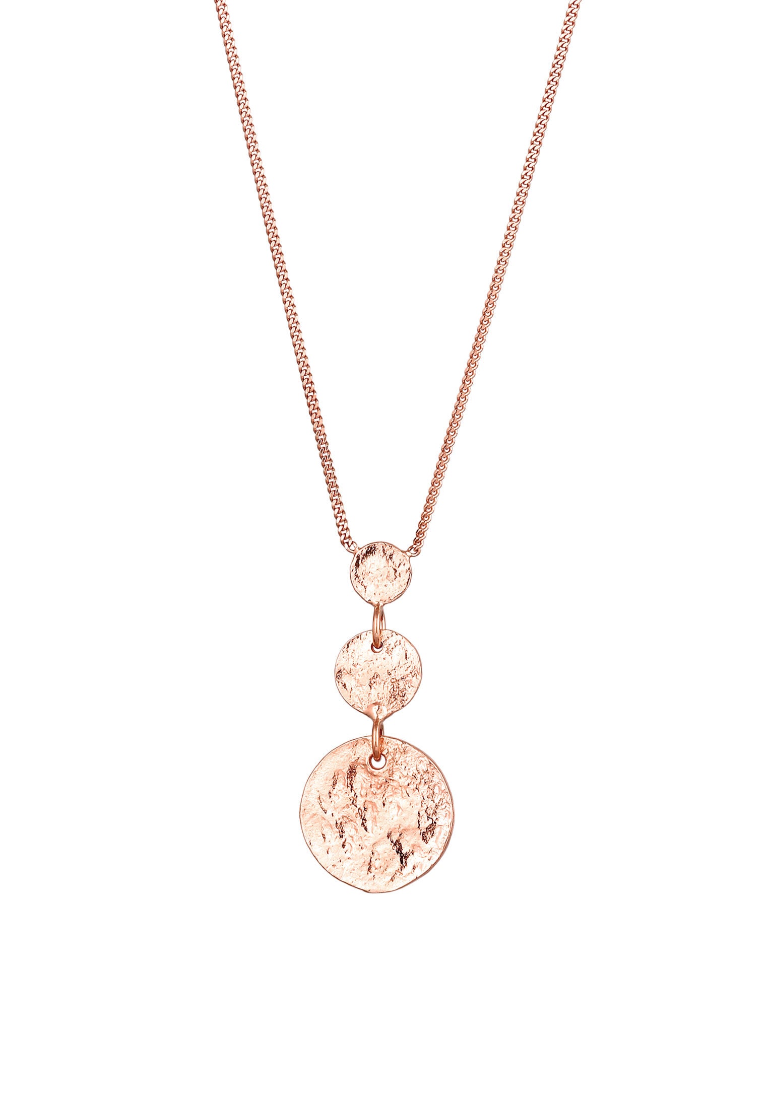 Elli Kette mit Anhänger »Halskette Anhänger Plättchen Strukturiert 925 Sterling Silber Rosegold«