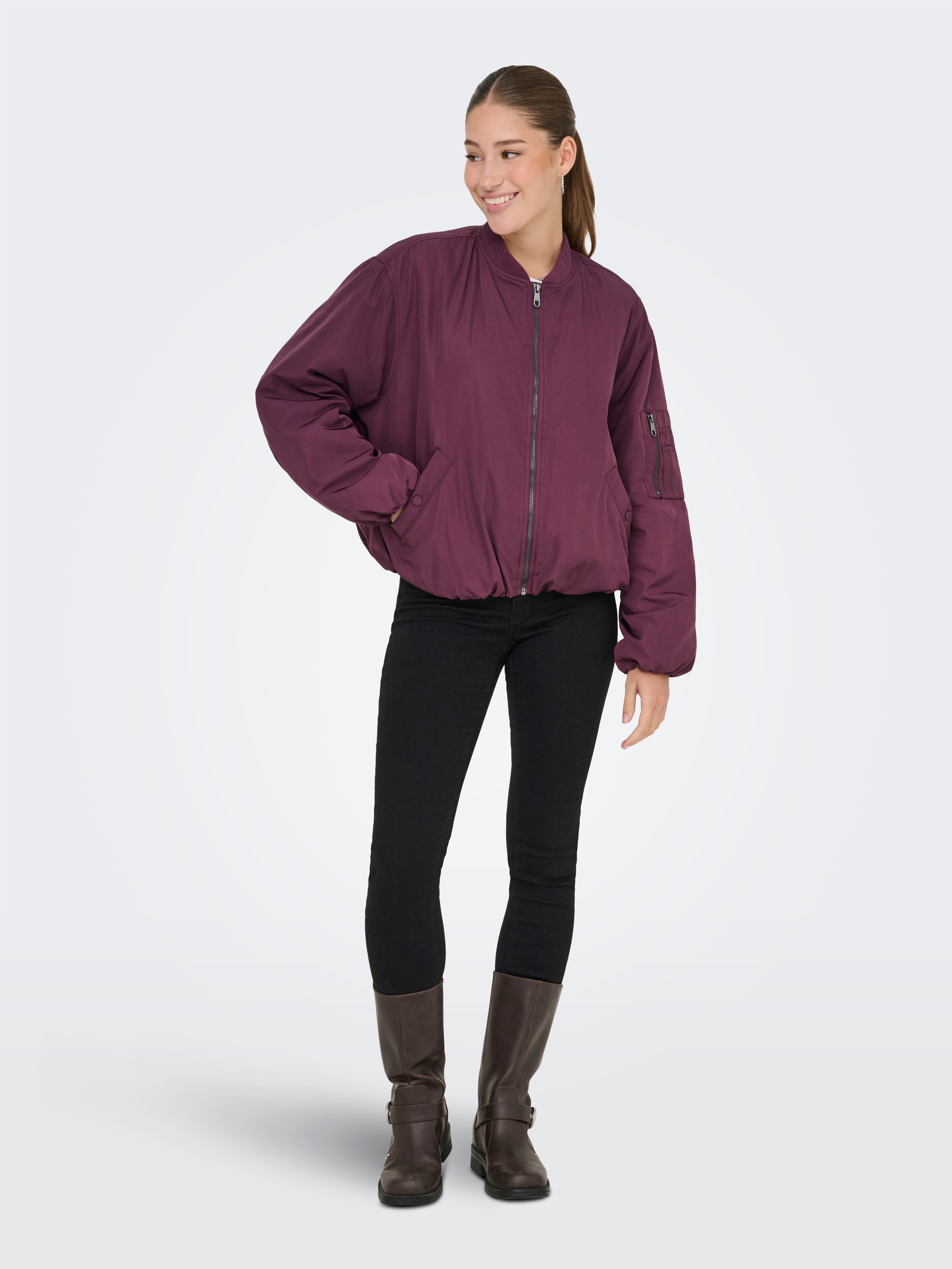ONLY Bomberjacke »ONLADEL LIFE OVERSIZED BOMBER CC OTW« ohne Kapuze Kunstfaser,