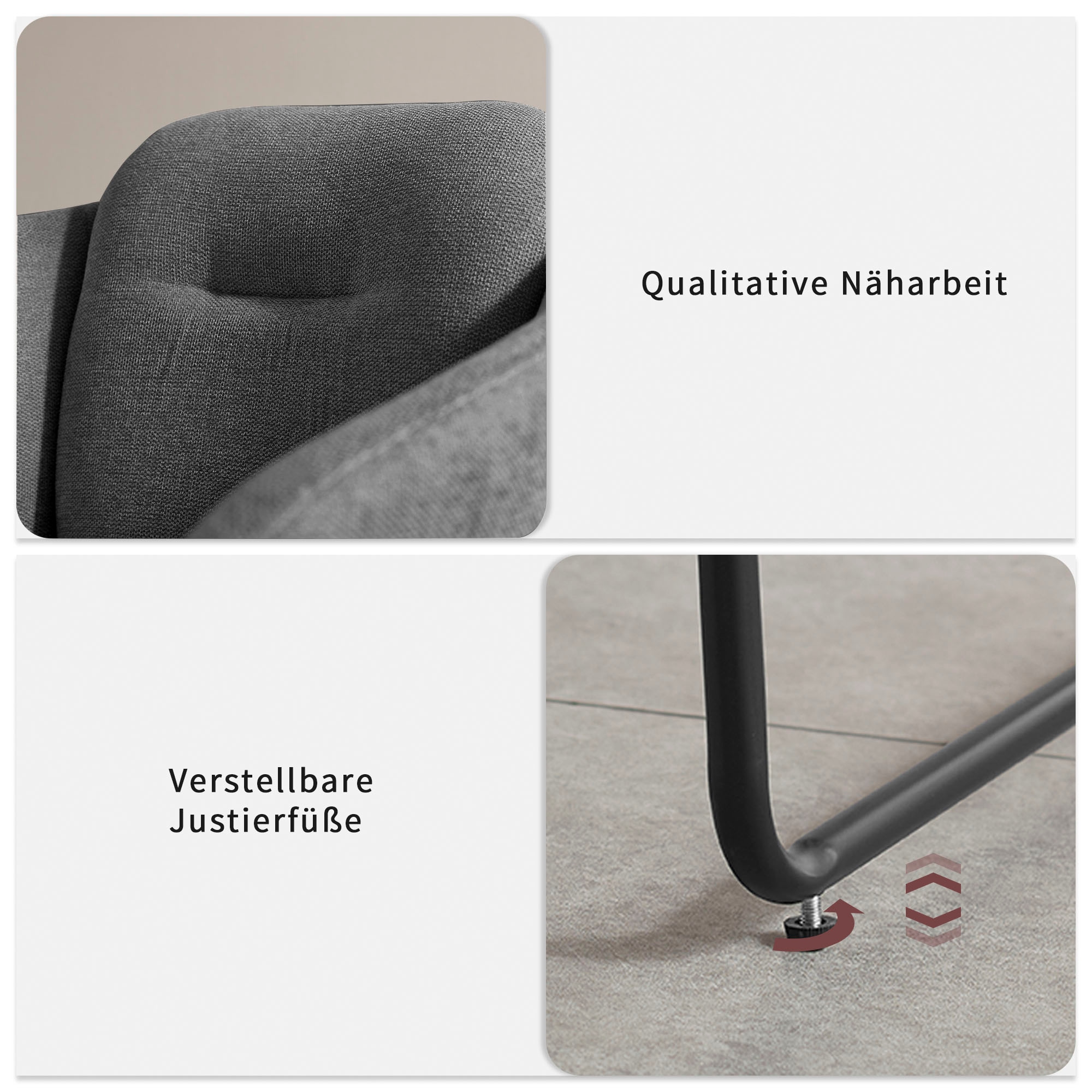 INOSIGN Esszimmerstuhl »Sphere« (Set) 2 Stk.hochwertiger Strukturstoffbezug, Metallgestell, Sitzhöhe 49 cm