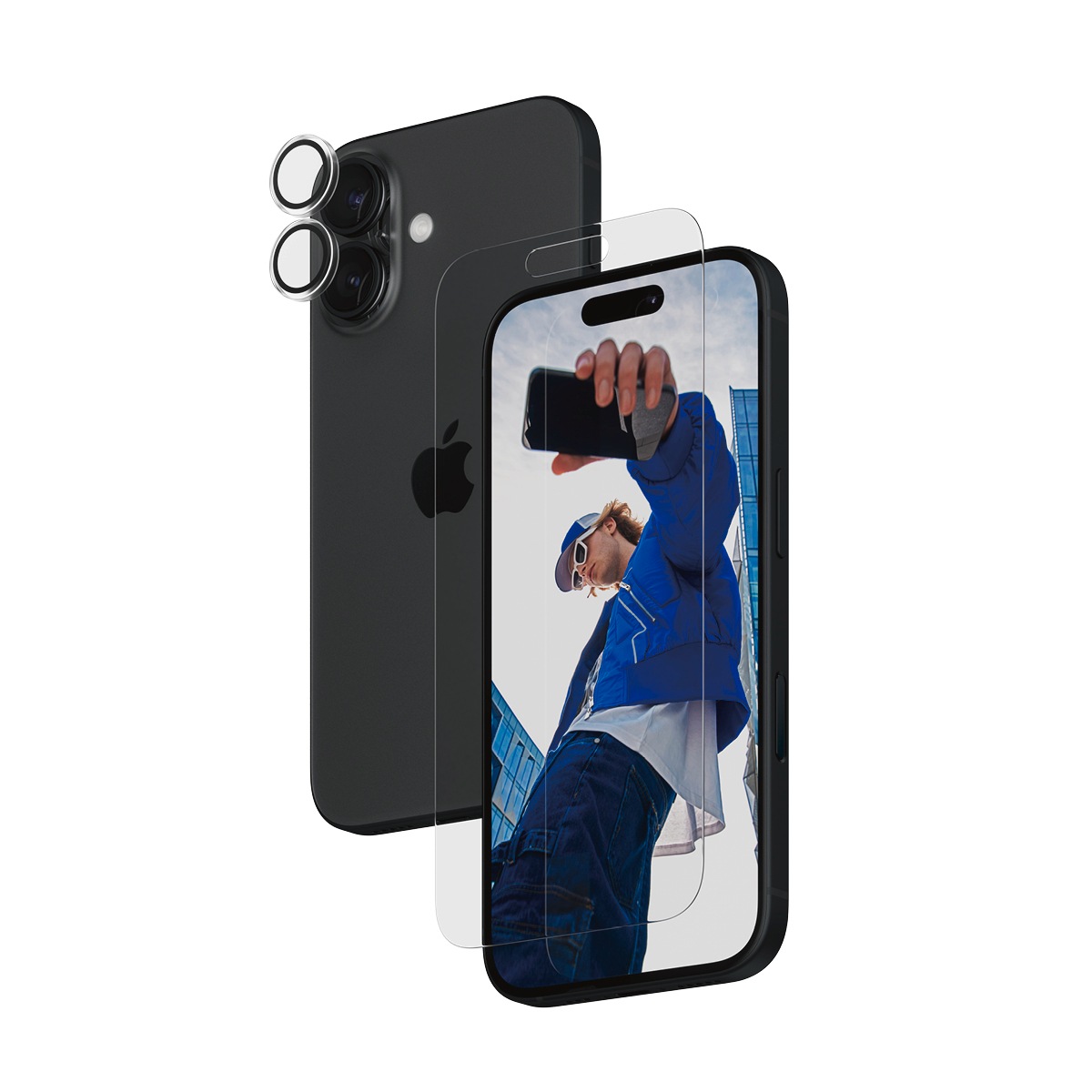 PanzerGlass Displayschutzglas »2-in-1 Protection, Glass, Lens Protector« für Apple iPhone 16 Displayschutzfolie, Schutzfolie, Bildschirmschutz, kratz- & stoßfest