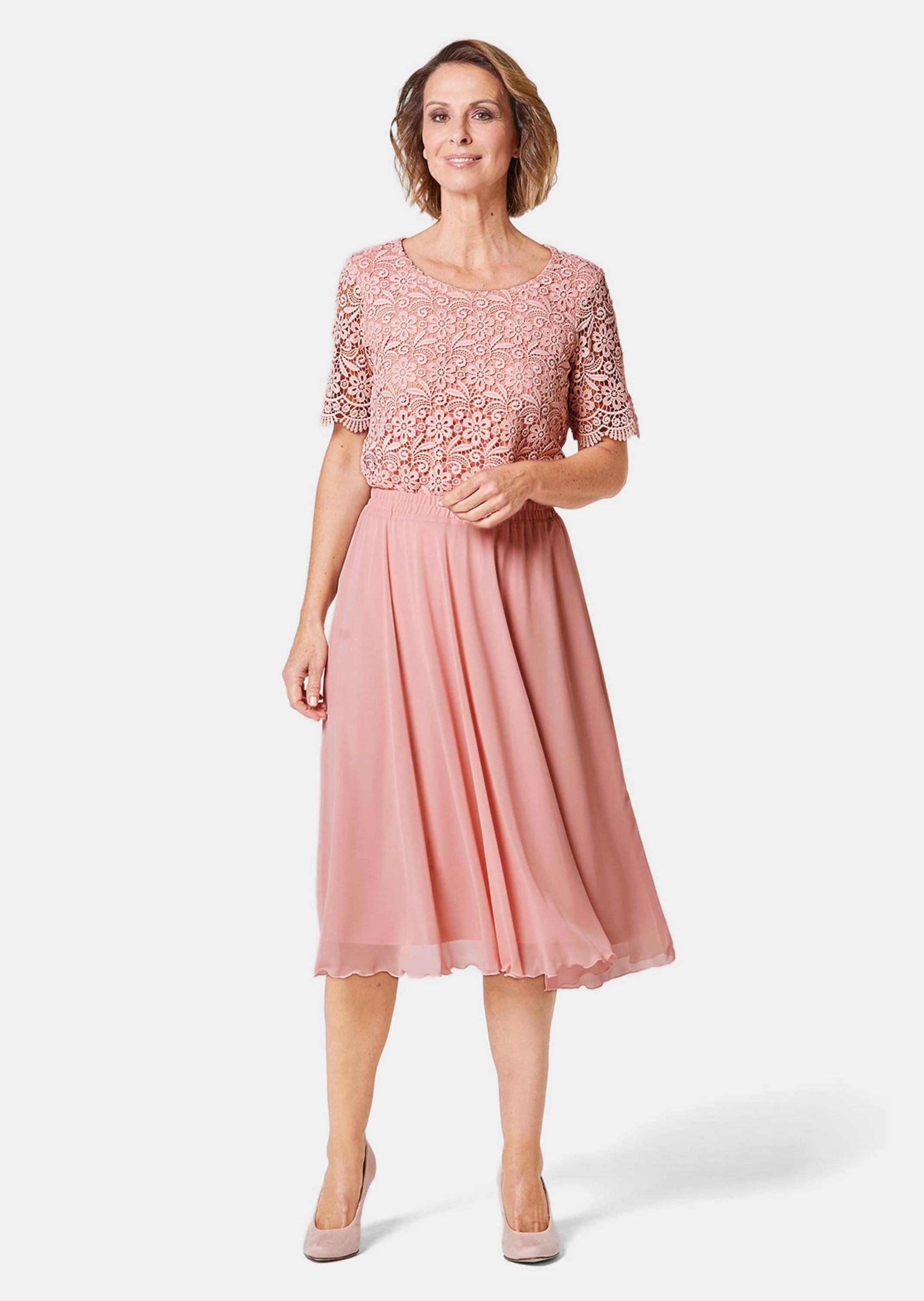 GOLDNER A-Linien-Rock »Kurzgröße Luftig schwingender Chiffonrock«